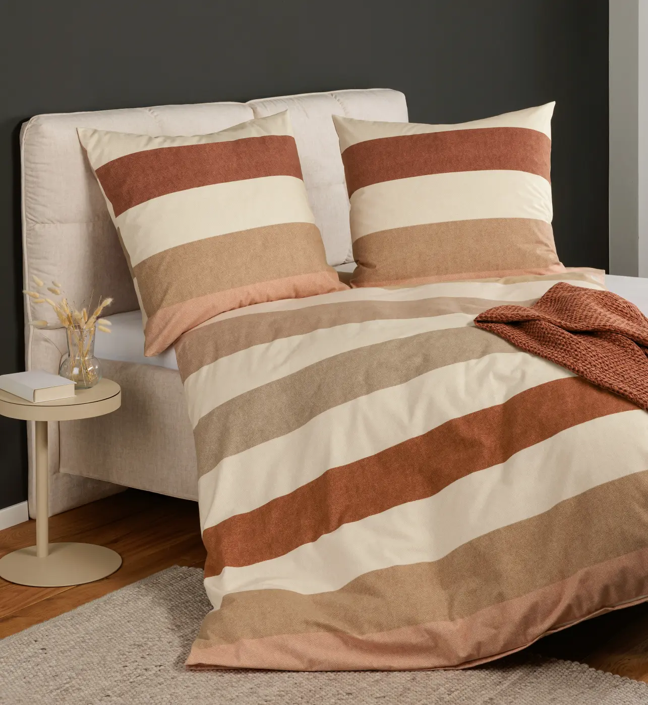Janine Garnitur Feinbiber  beige terra 135x200,80x80 cm