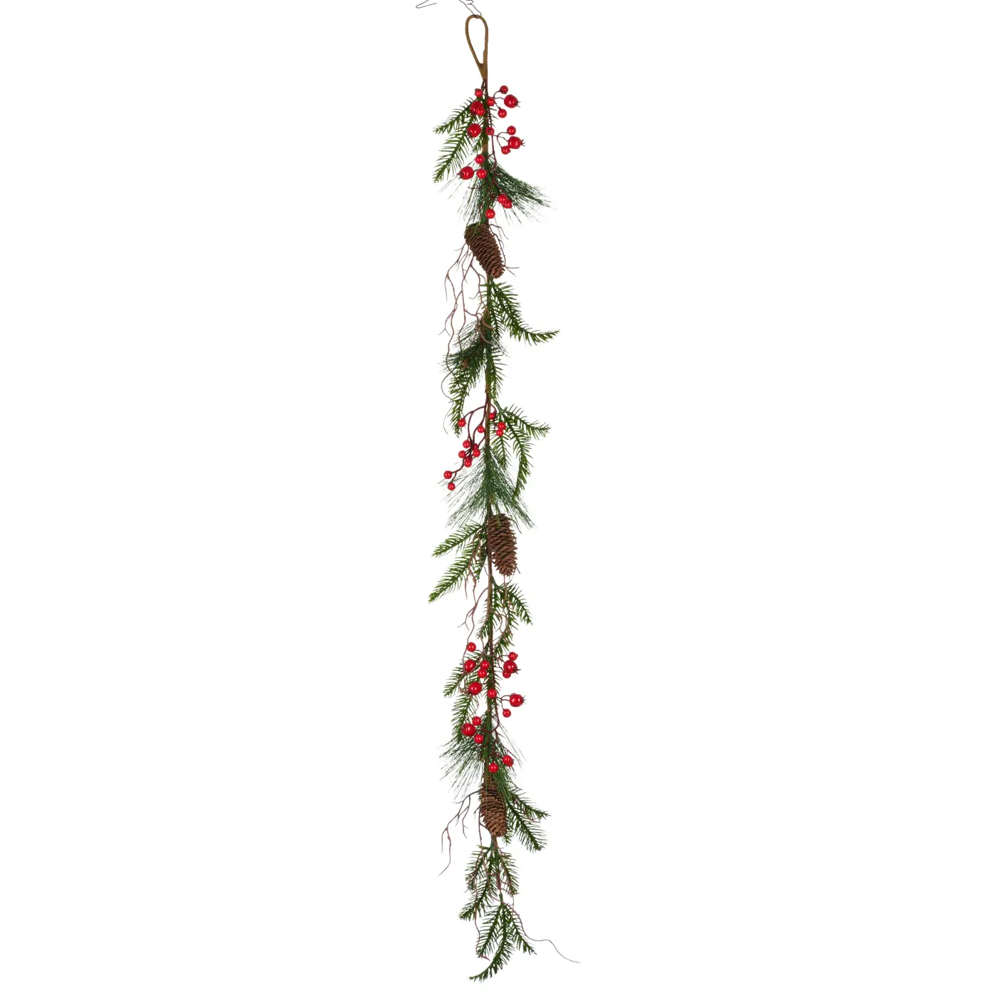 Gasper Tannenmixgirlande mit Naturzapfen und Beeren  136cm  rot