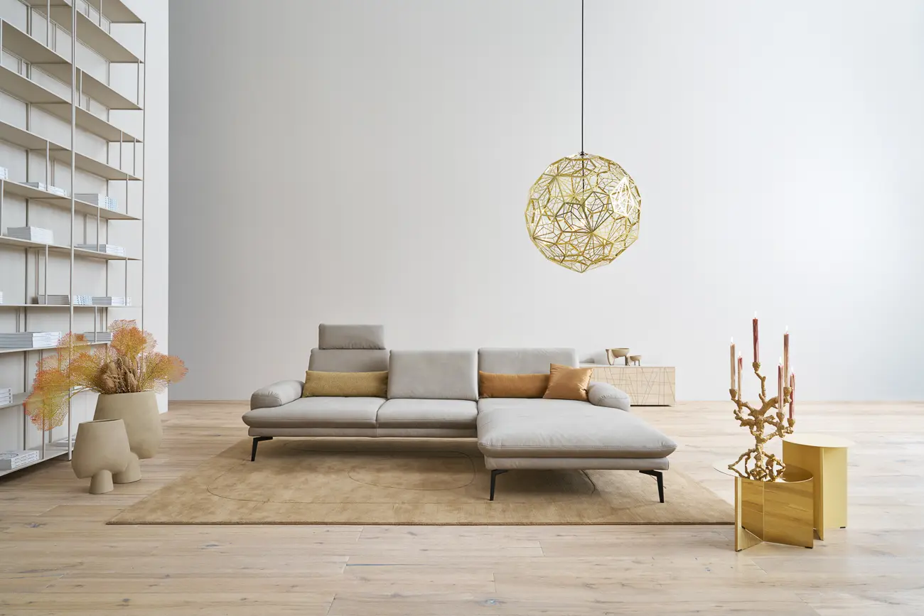 Himolla  Wohnlandschaft Tangram  9455 mit Zubehör Stoff  Caramel ca. 296 x 193 cm