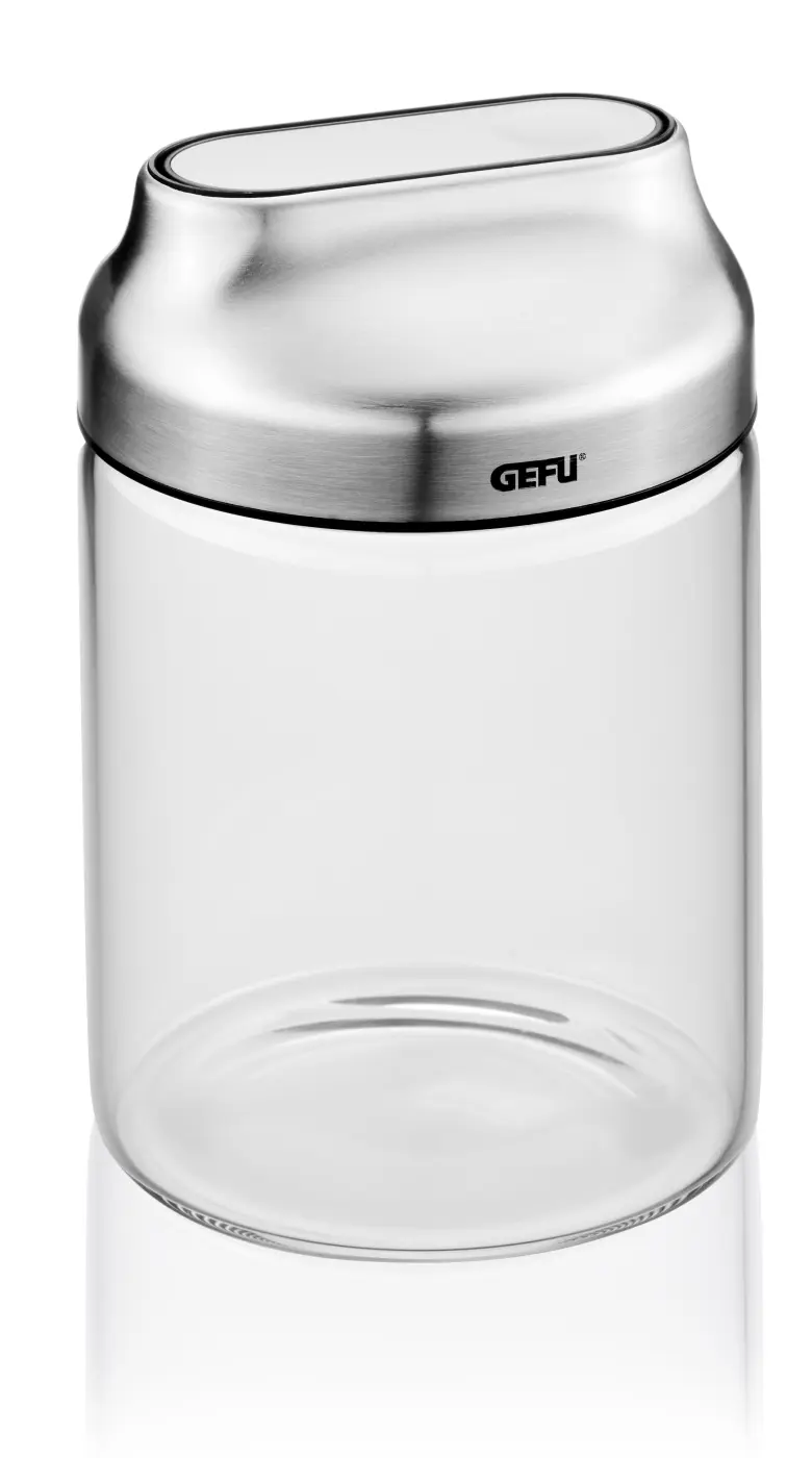 GEFU Vorratsdose KIPPO  700 ml schwarz/silber/transparent Borosilikatglas|hochwertiger Edelstahl|Kunststoff