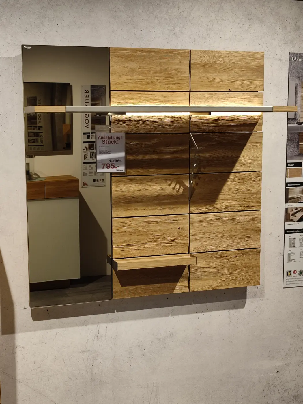 Voglauer Garderobenpaneel Vmontanara Wildeiche geölt ca. 96,6 x 32,5 x  96,6 cm