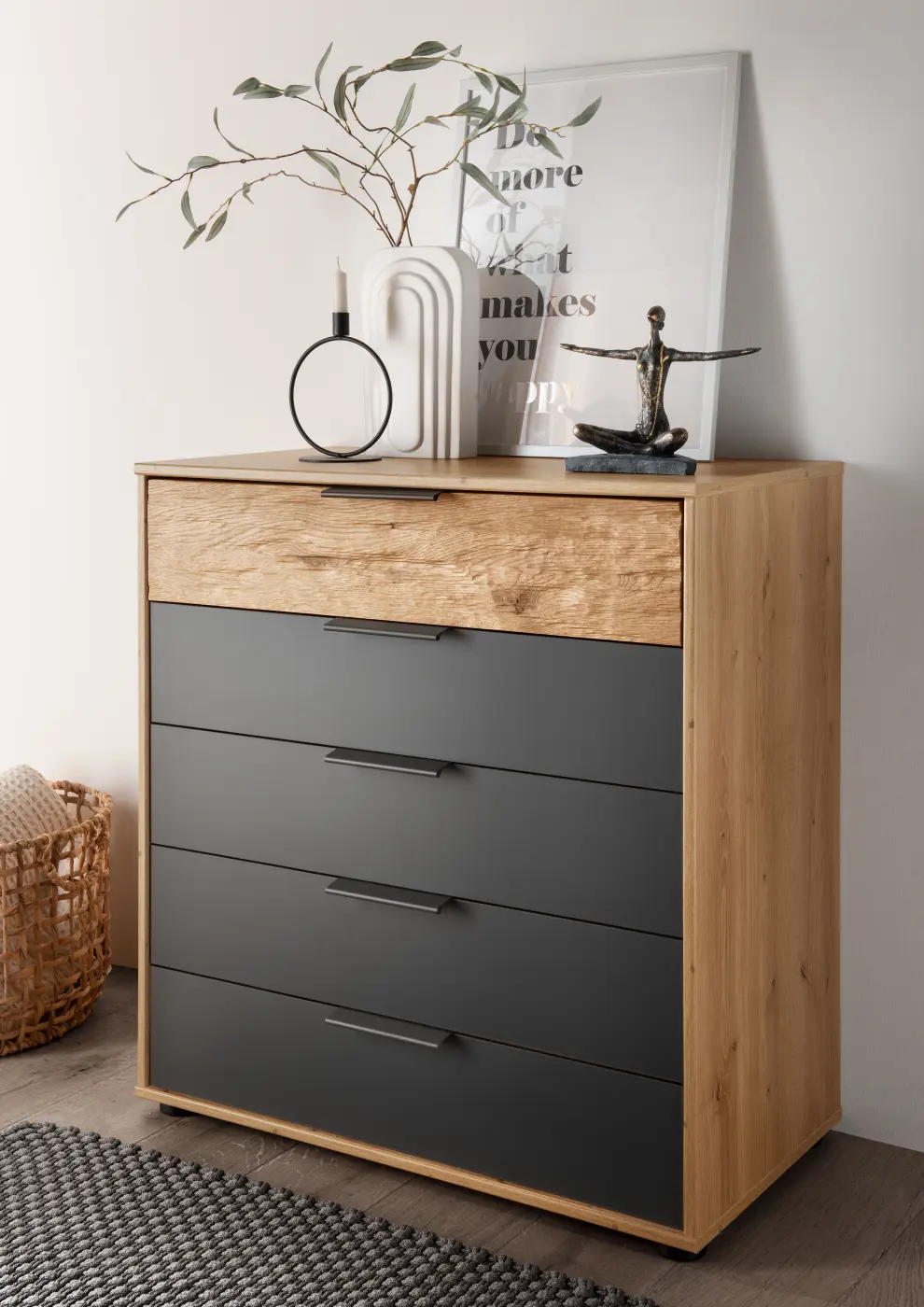 Wiemann  Schubladenkommode  Cadiz graphit/Eiche Bianco ca. 80 x 86 x 43cm