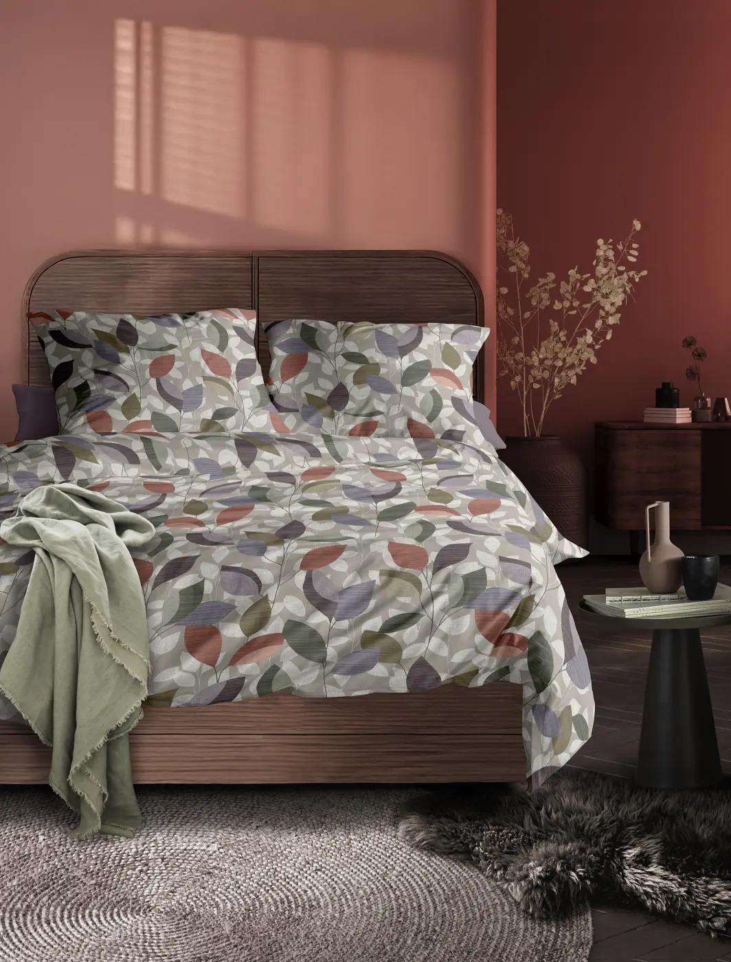 Irisette  Bettwäsche Meran 135x200/80x80 cm  Blätter mehrfarbig