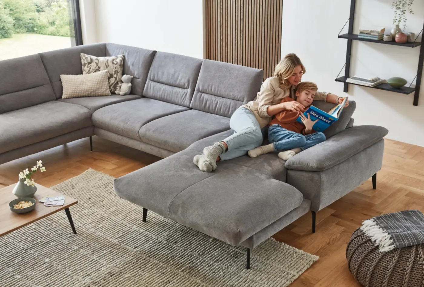 Zehdenick  Wohbnlandschaft MM-ZE1190 mit Funktionen grau ca. 208 x 345 x 180 cm