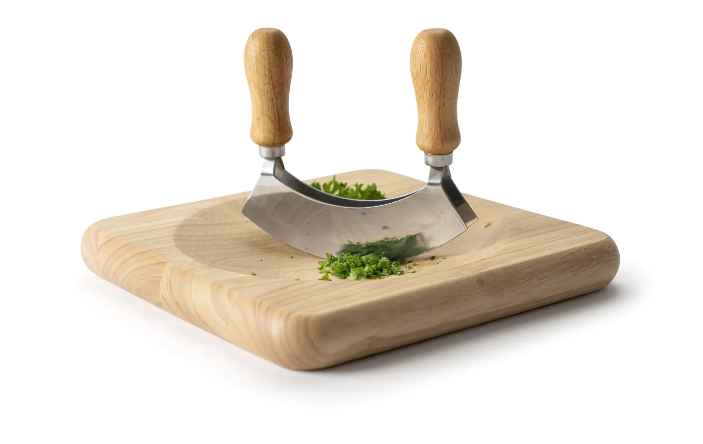 Continenta Wiegemesserbrett inkl. Messer Gummibaum 22,5x22,5x2,8 cm