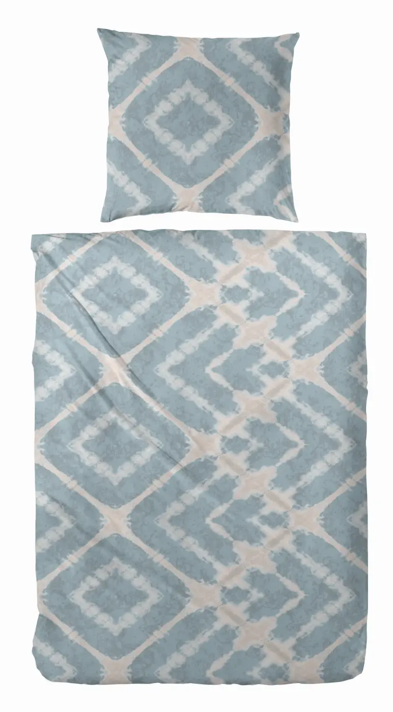 Hahn Mako-Satin Bettwäsche,135 x 200/80 x 80 cm  blau-braun