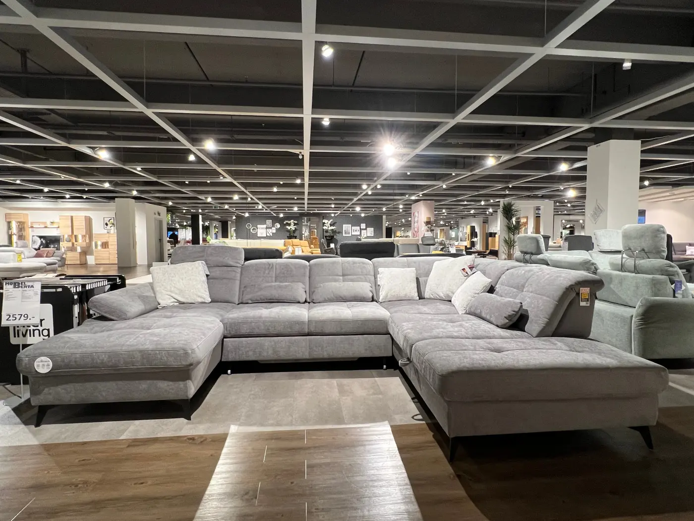 Megapol Wohnlandschaft MM-MP1206 hellgrau ca. 198 x 351 x 259 cm