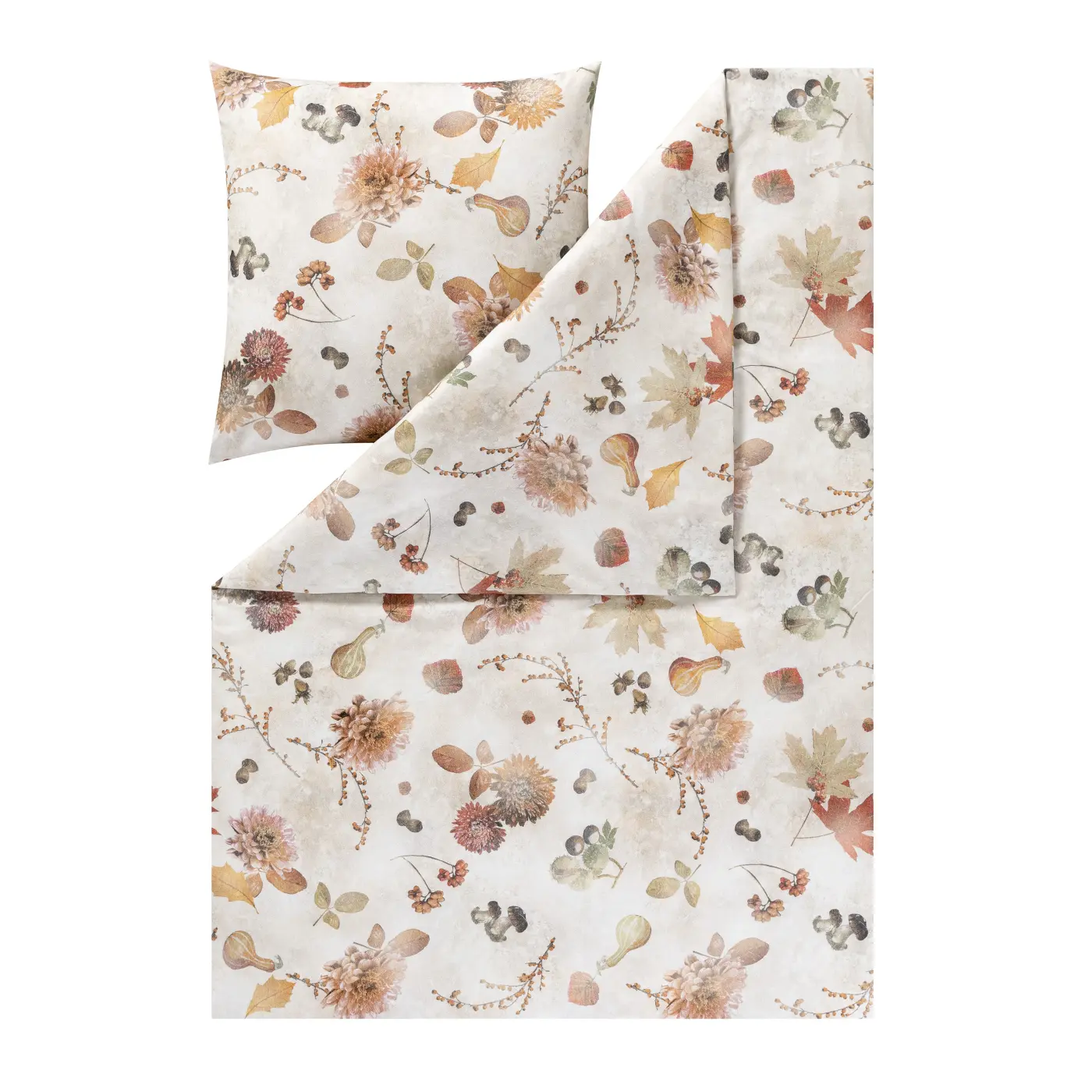 Estella Kuschelflanell Bettwäsche beige mit Muster 135 x 200 cm