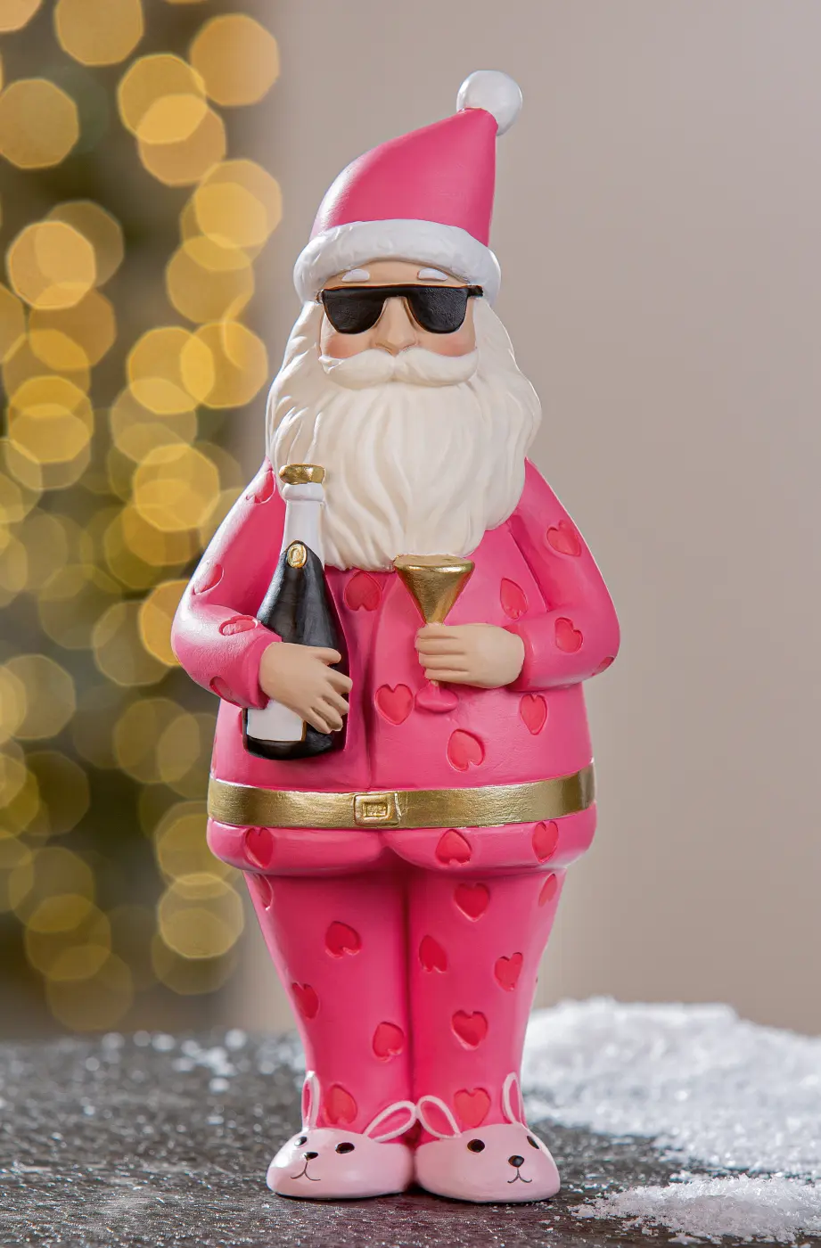 Gilde Figur Crazy Xmas pink, rosa L 9 x B 9.5 x H 22.5 cm