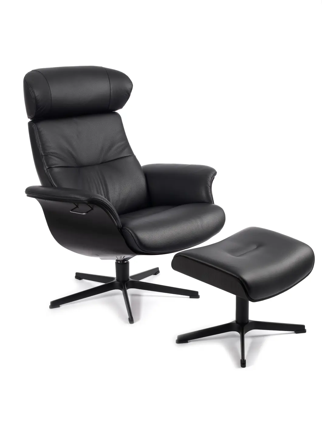 Conform Relaxsessel mit Hocker Timeout Leder schwarz - Gestell schwarz