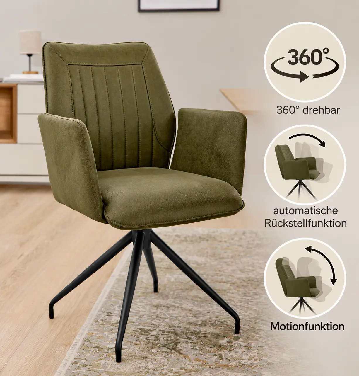 Interliving Armlehnenstuhl Serie 5125 mit Drehfunktion dunkelgrün