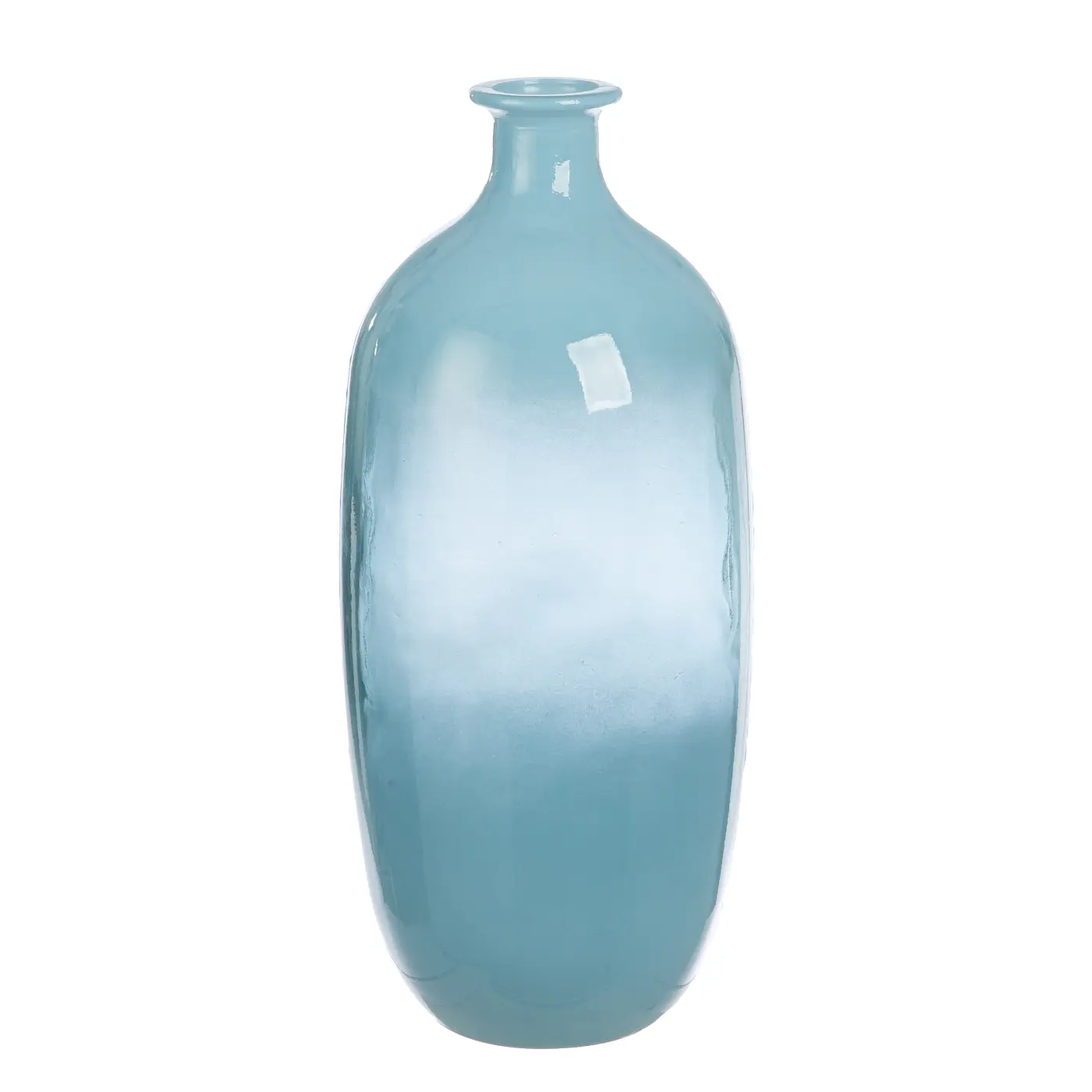 Gilde Handwerk Flasche/Vase Novelle Glas blau 38 cm hoch