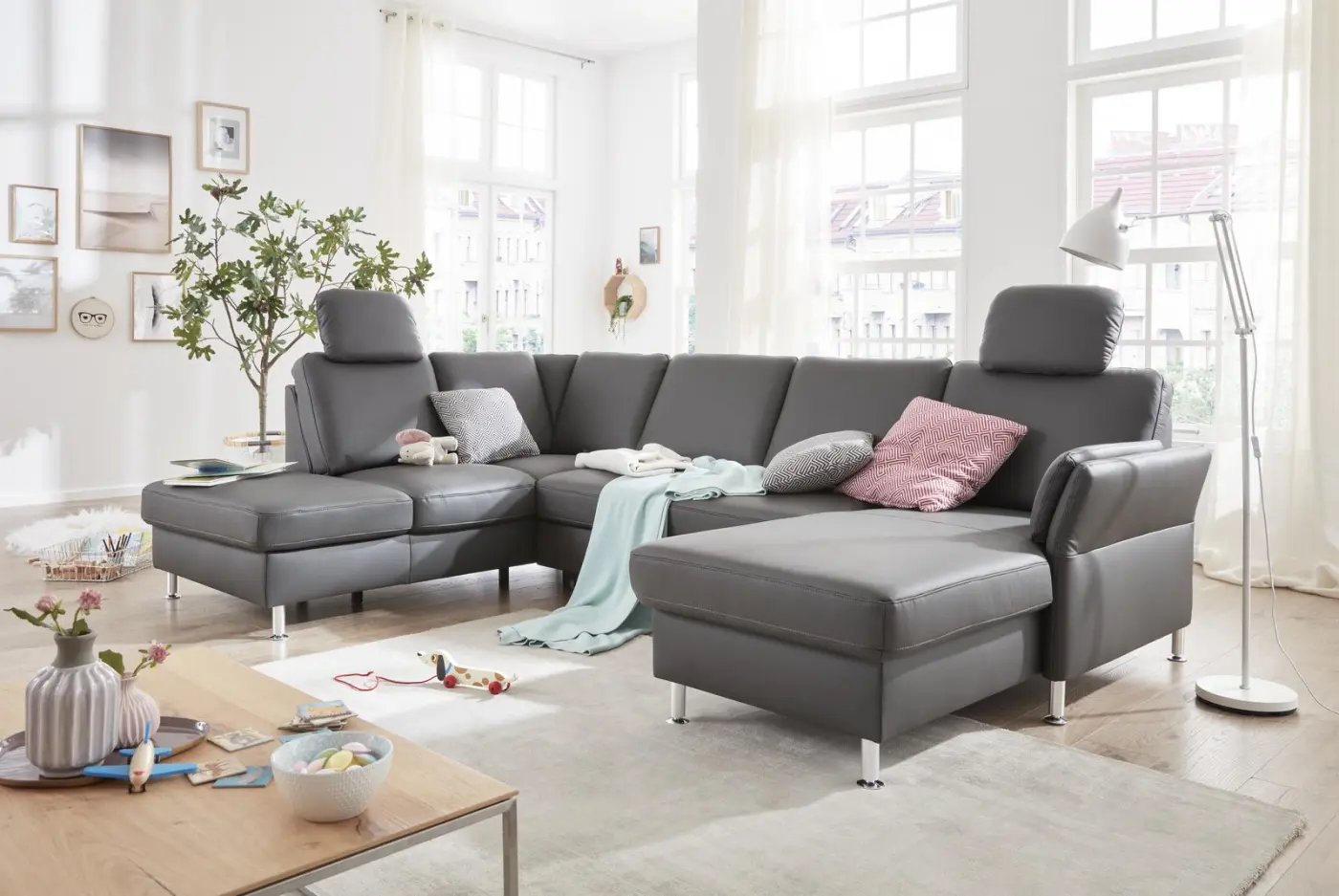 Polinova Wohnlandschaft mit Funktion MM-PN1080 Torro Anthrazit ca. 200 x 305 x 168 cm