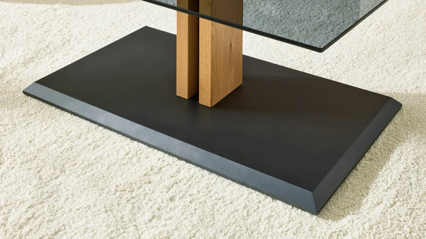 Interliving Couchtisch Serie 6212 Parsolglas grau/Wildeiche bianco lackiert  ca. 100 x 60 x 47-65 cm