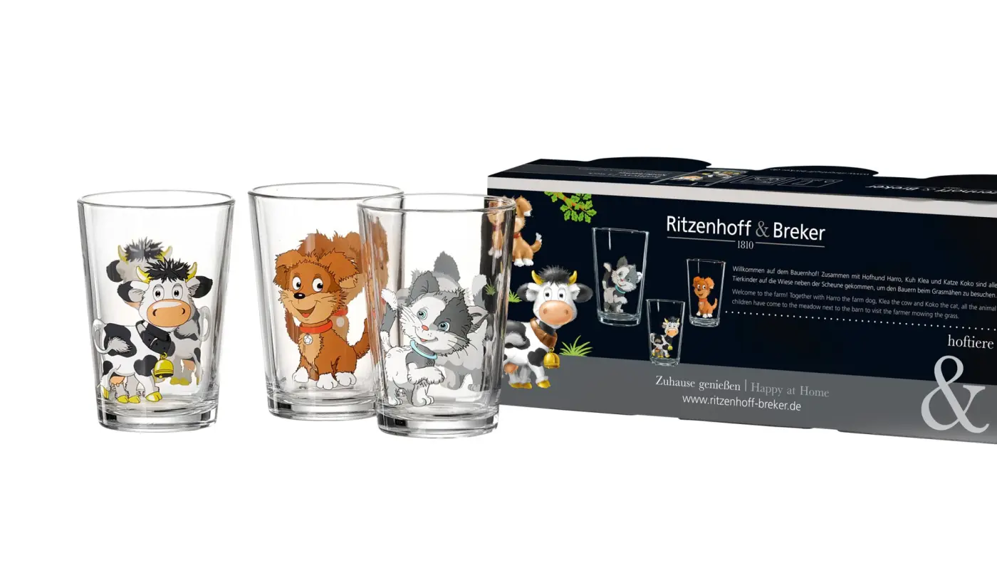 Ritzenhoff & Breker Kindergläser 3 tlg  Hoftiere bunt 205 ml(Ritzenhoff & Breker Kinderset )