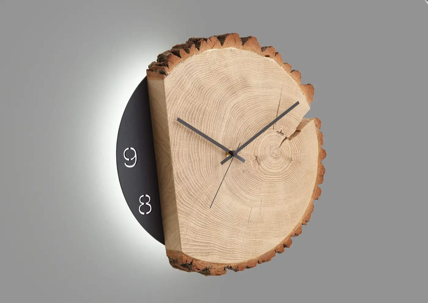 Hartmann Naturstücke Wanduhr Riffeiche gebürstet 