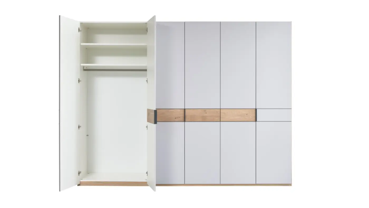 Interliving  Drehtürenschrank Serie 1207 Balkeneiche/ Lack Taupe B/H/T: 299,2 x 229,2 x 59,5cm