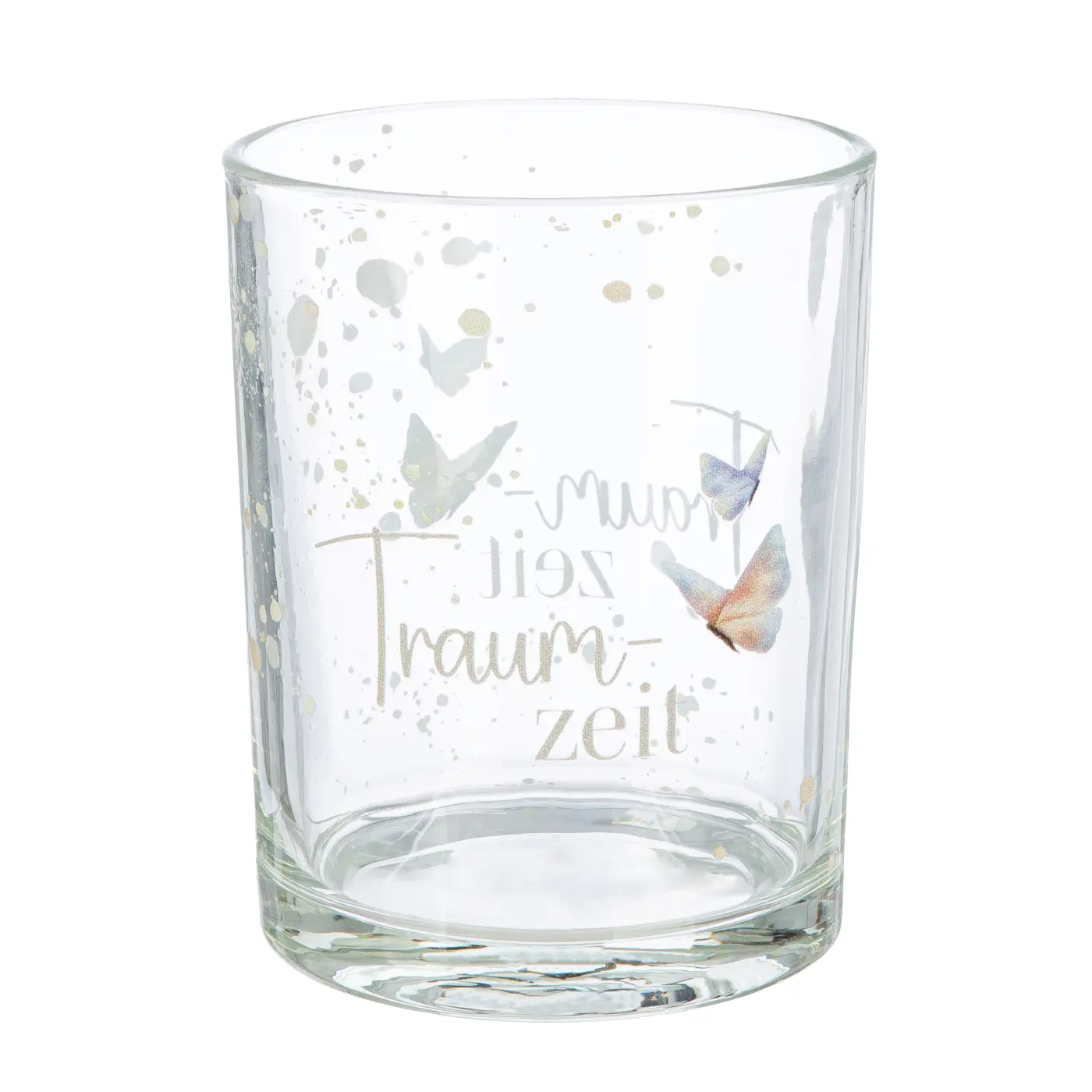 Gilde Windlicht Schmetterlingstanz "Zeit für Träume" Glas lila/weiß H:12,5cm D:104,cm