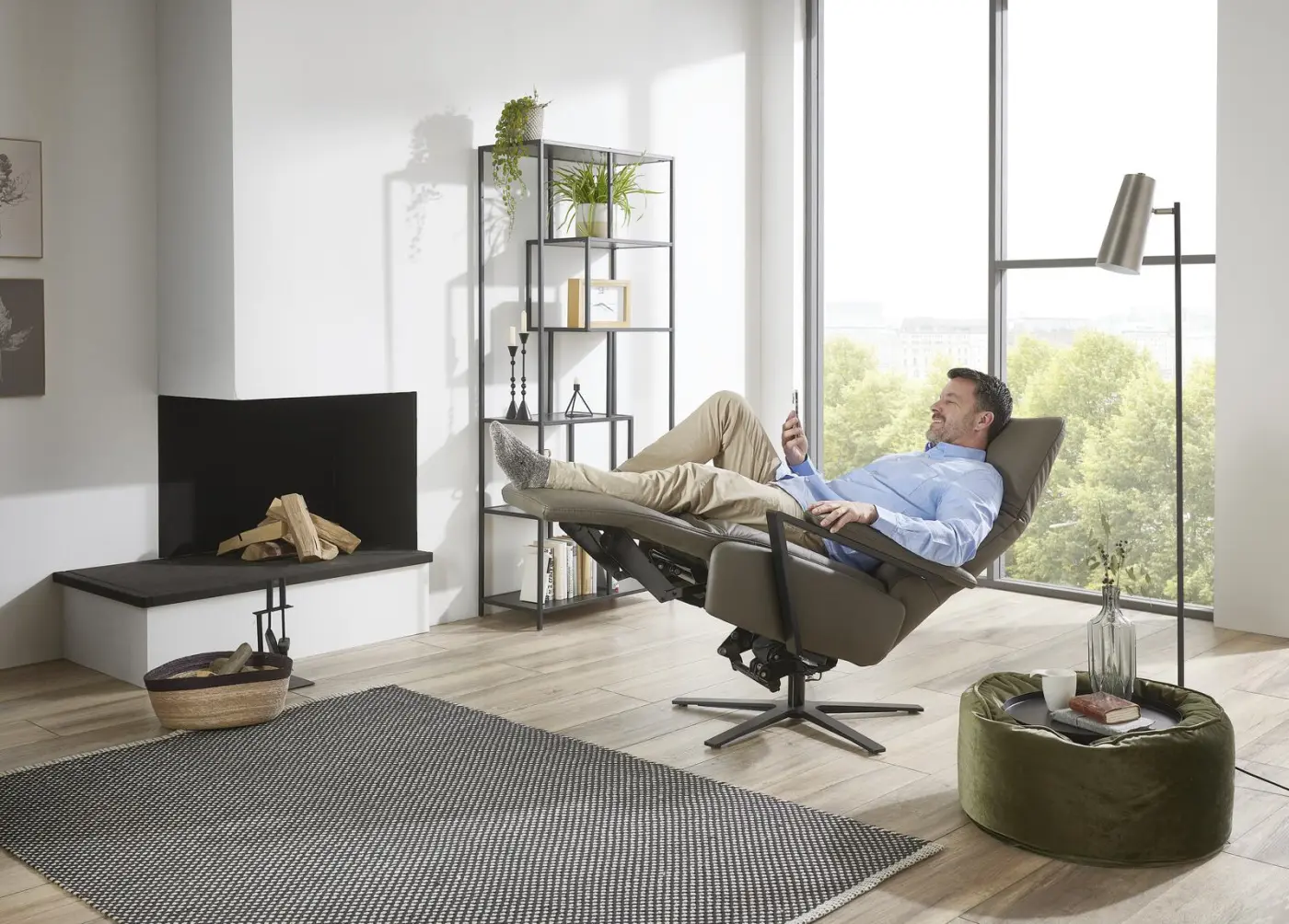 Polsteria  Drehsessel Relaxa Feeling Design Lazyline Leder  Evita grey 