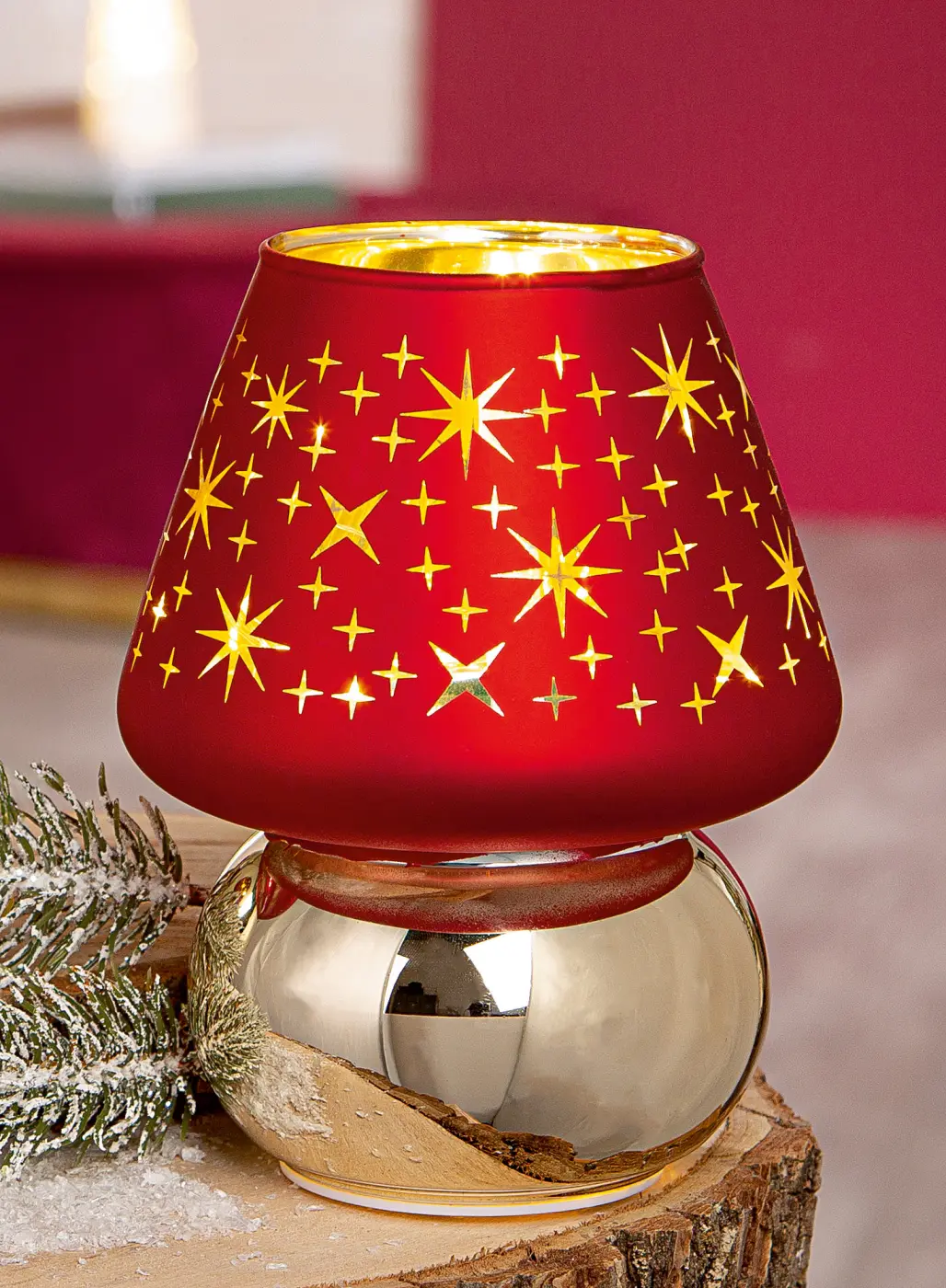 Gilde Windlicht (LED) Panteon rot H 16 x Ø 12 cm