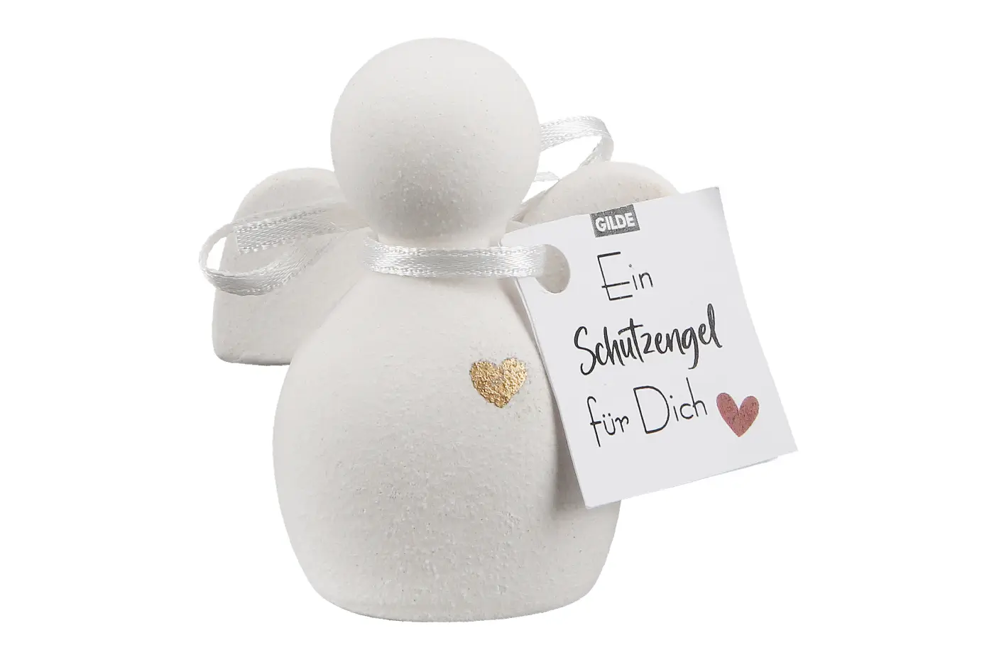 Gilde Figur Engel "Heart" Herzmotiv Keramik weiß L. 4 cm, B. 6 cm, H. 6 cm