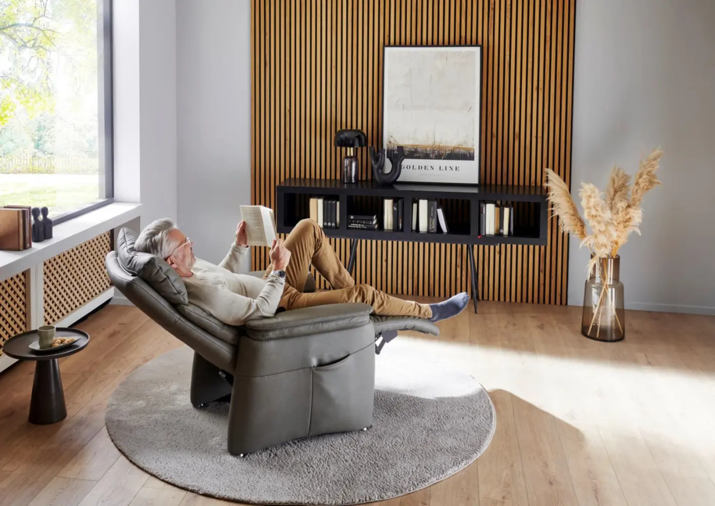 Polsteria Fernsehsessel Timeless 2.0 Comfort RelaXX 3motorisch/Herz-Waage mit Aufstehhilfe  Evita smoke