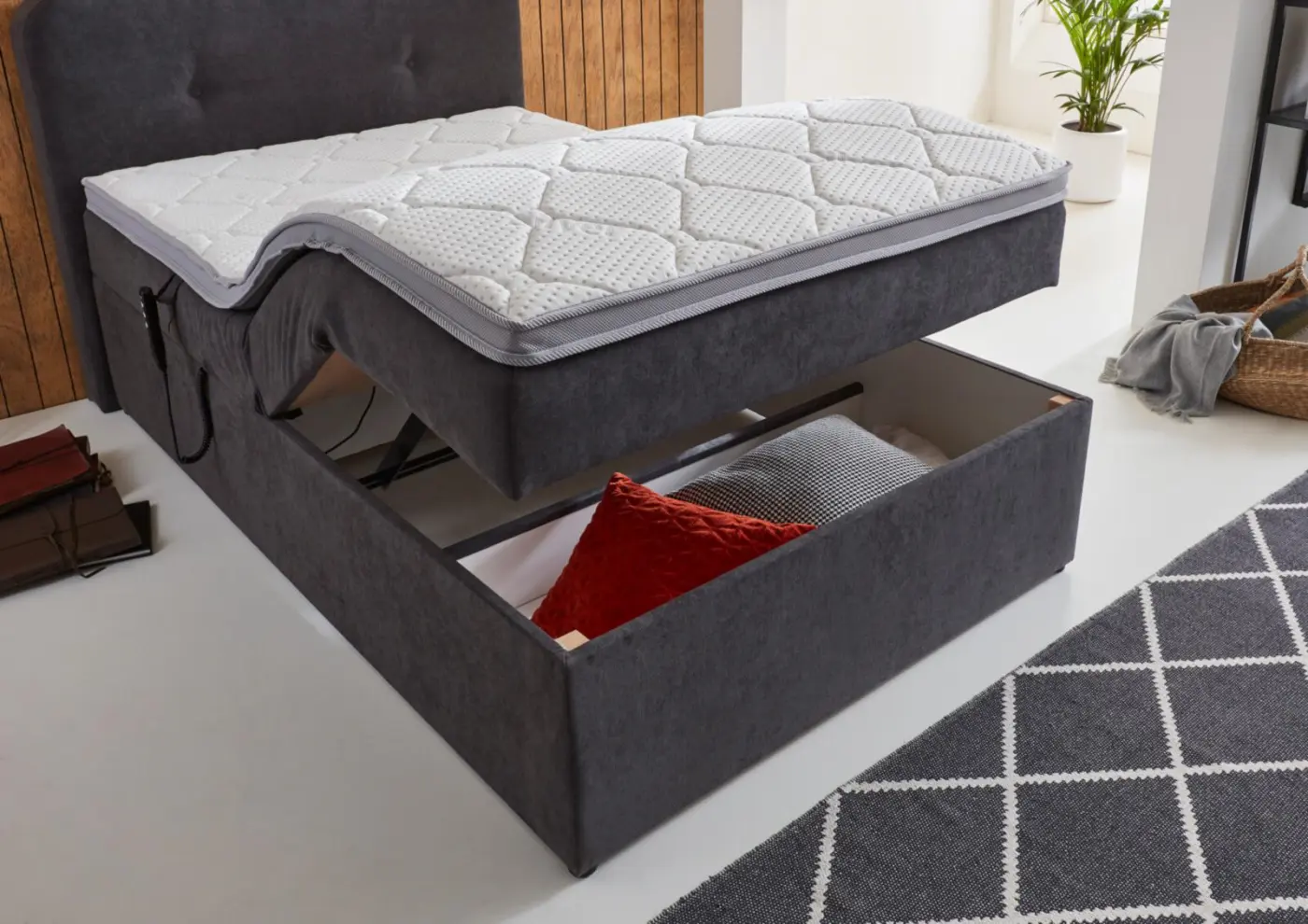 sun garden  Boxspringbett  BX 1880 Motor Gabriola taupe LF 120 x 200 cm