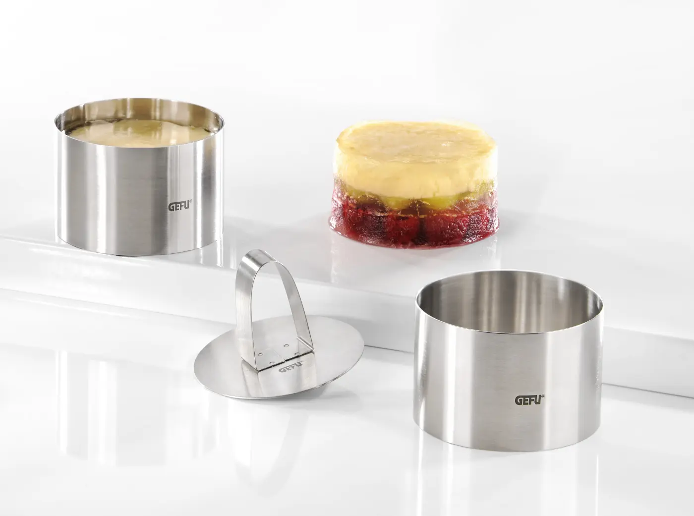 GEFU Dessert- und Vorspeisenringe FORMA  2 Stück silber hochwertiger Edelstahl