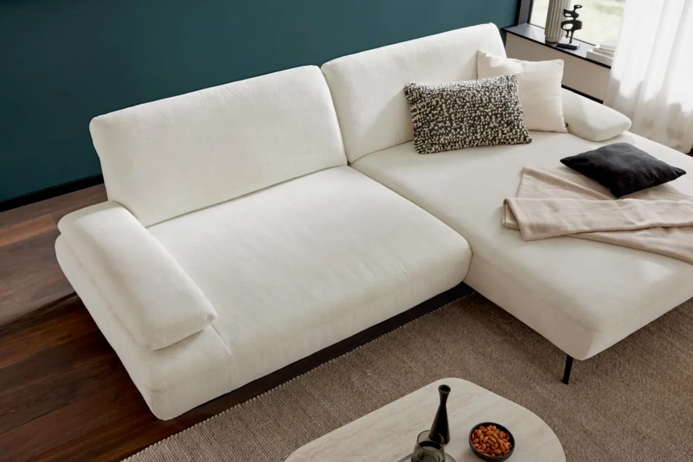 Interliving Wohnlandschaft Serie 4306 mit Funktionen silber ca. 285 x 185 cm