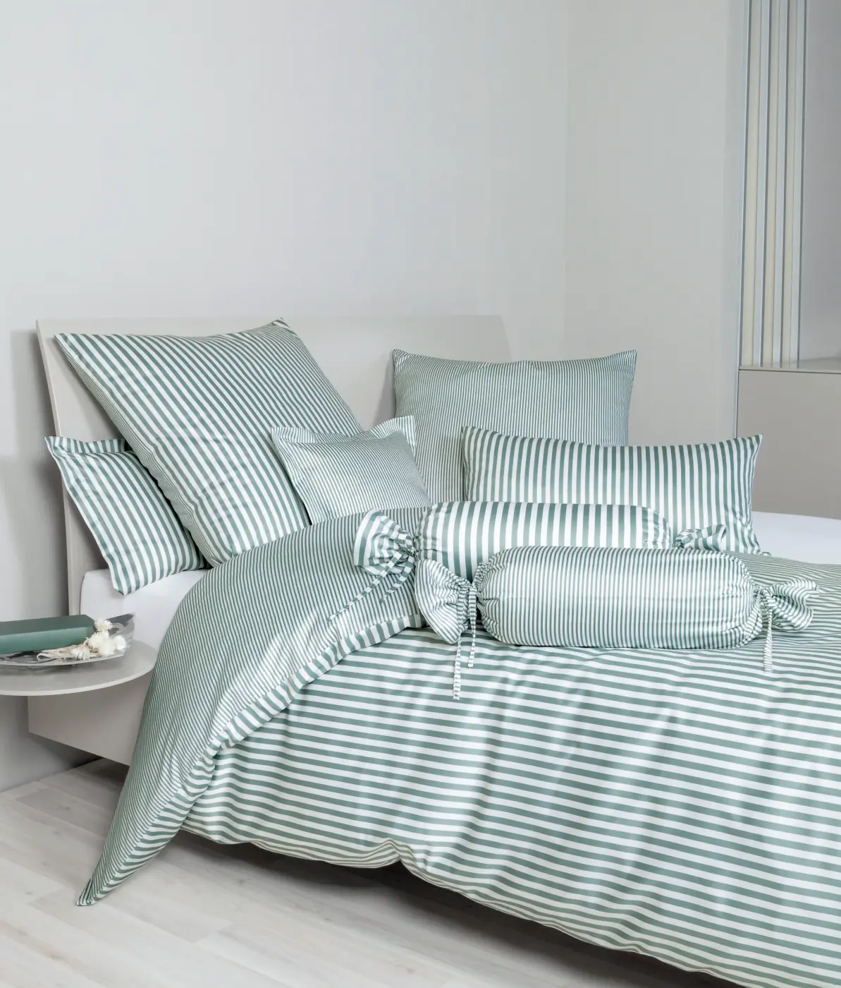 Janine Mako-Satin Bettwäsche modernclassic salbeigrün 135X200,80x80 cm