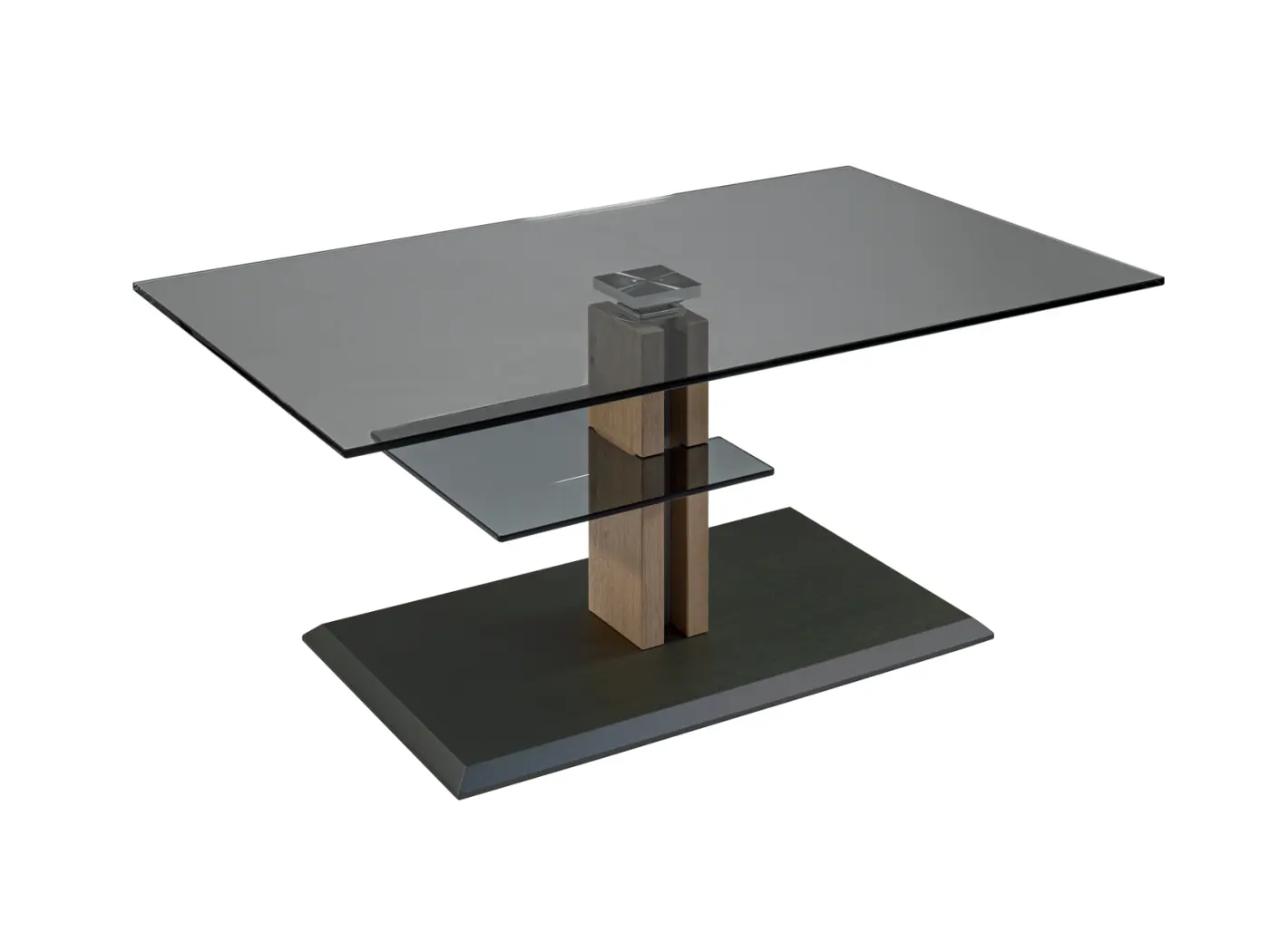Interliving Couchtisch Serie 6212 Parsolglas grau/Wildeiche bianco lackiert  ca. 100 x 60 x 47-65 cm