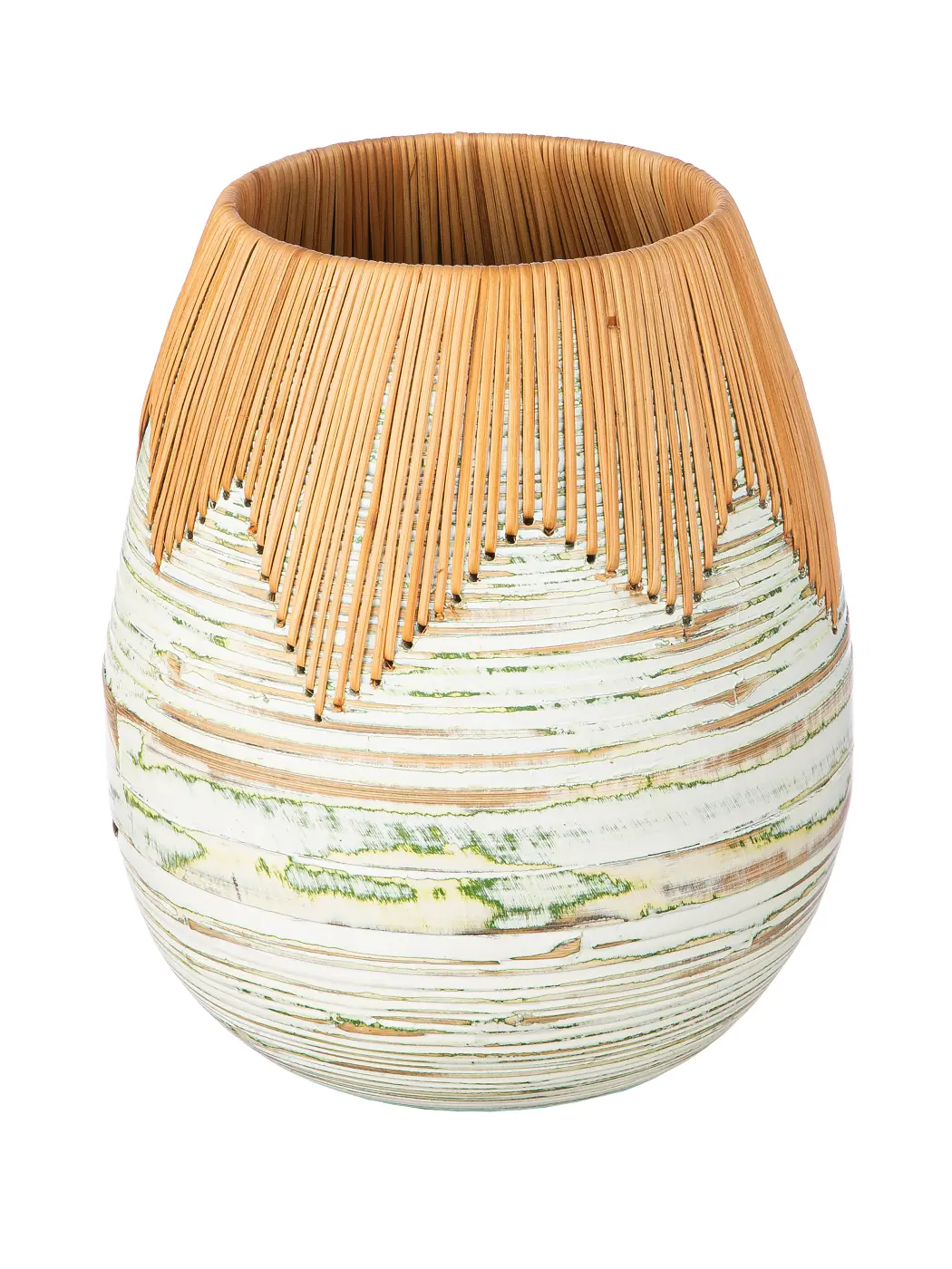 Vase bauchig "Fortaleza" grün/naturfarben H:29cm D:25cm