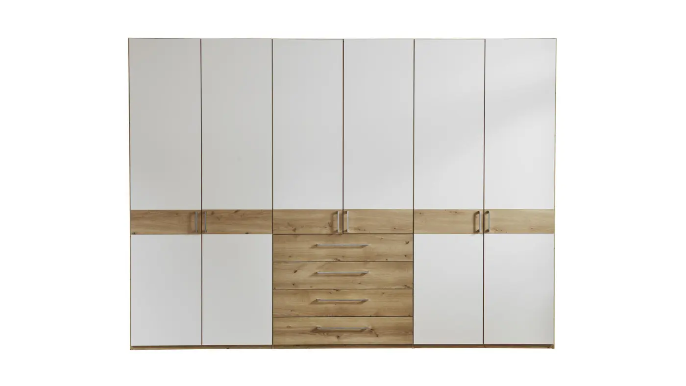Wiemann  Funktionsschrank Padua Bianco-Eiche-Nachbildung, Absetzung Weiß 300 cm breit