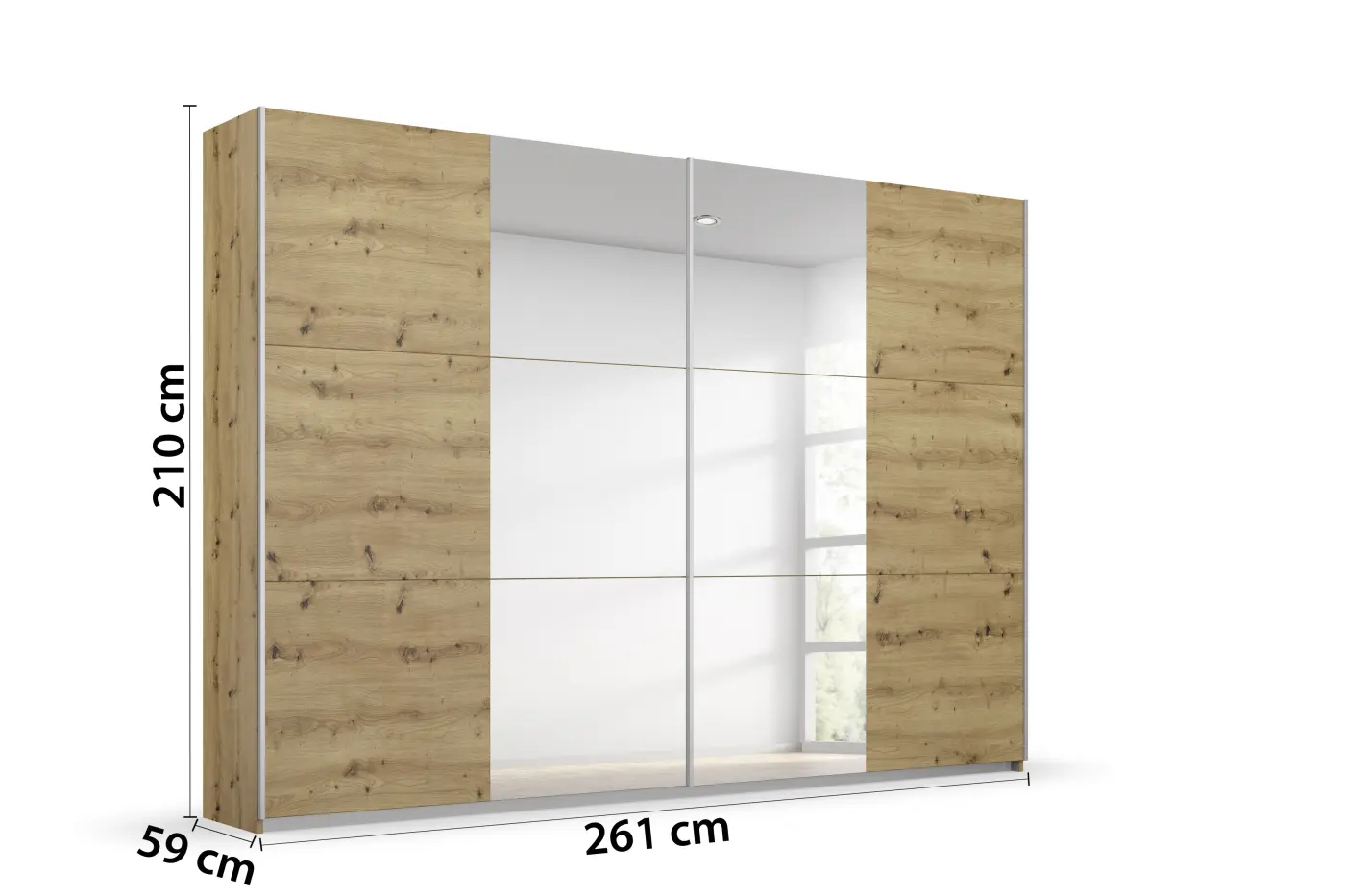 Rauch Schwebetürenschrank Kronach Eiche Artisan NB  ca. 261x210x59 cm