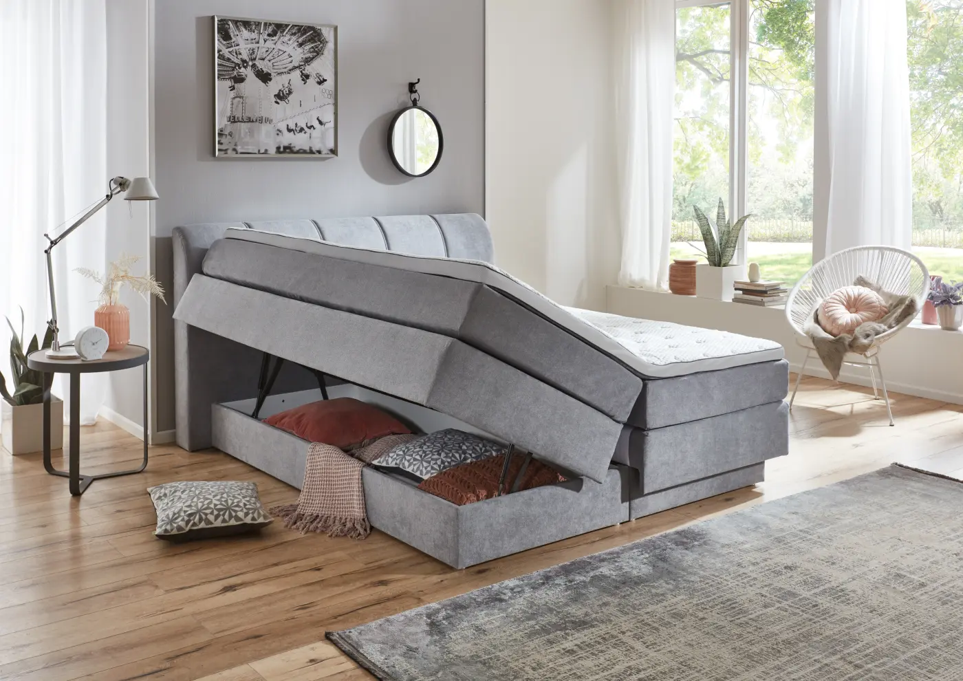 sun garden  Boxspringbett  BX 2240 Ottawa grau, LF ca. 180x200 cm