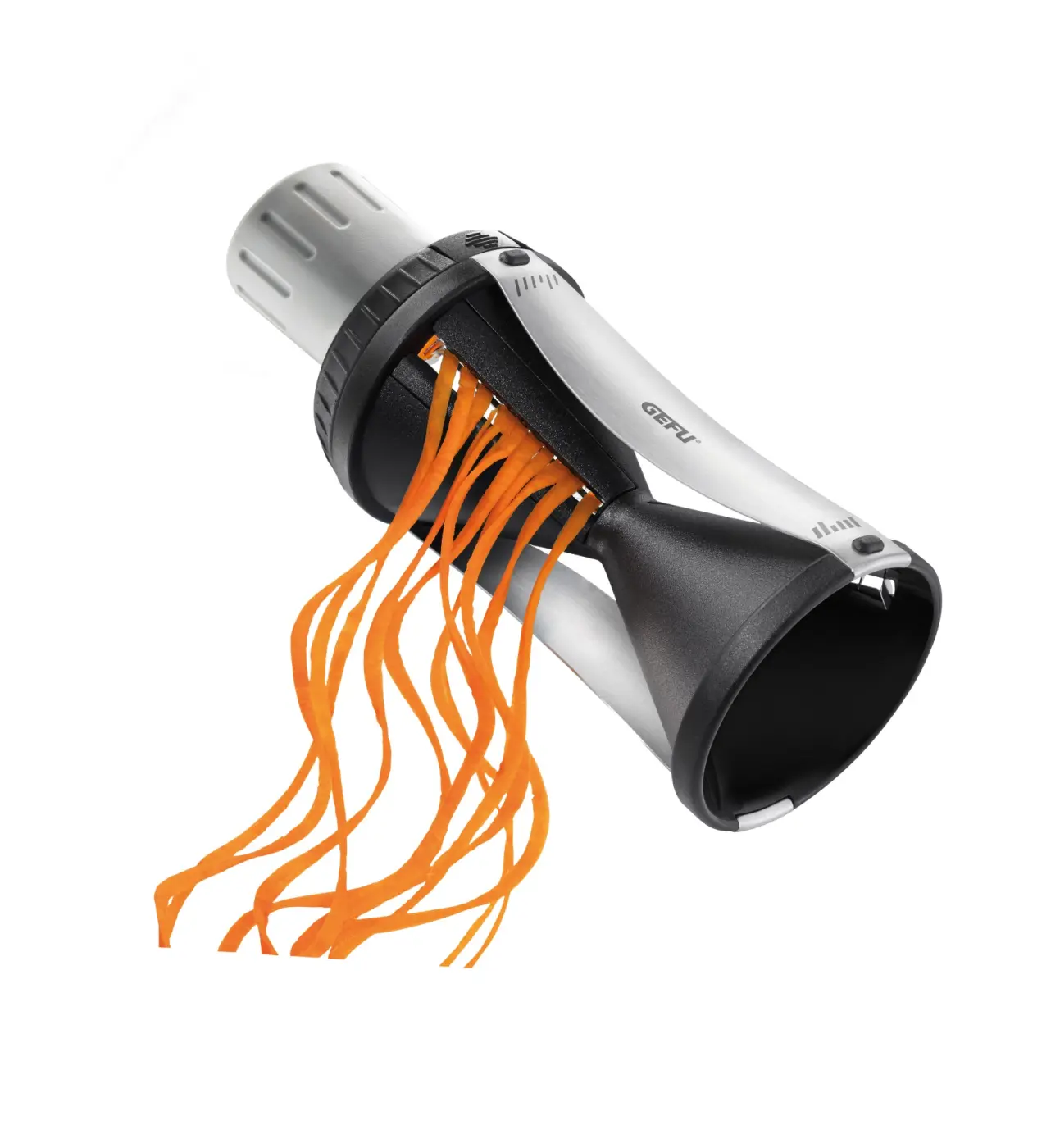 GEFU Spiralschneider SPIRELLI® 2.0 schwarz/silber hochwertiger Edelstahl|Kunststoff|Kunststoff