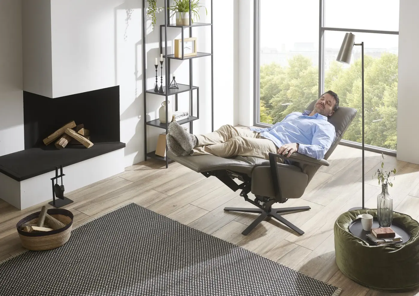 Polsteria  Drehsessel Relaxa Feeling Design Lazyline Leder  Evita grey 