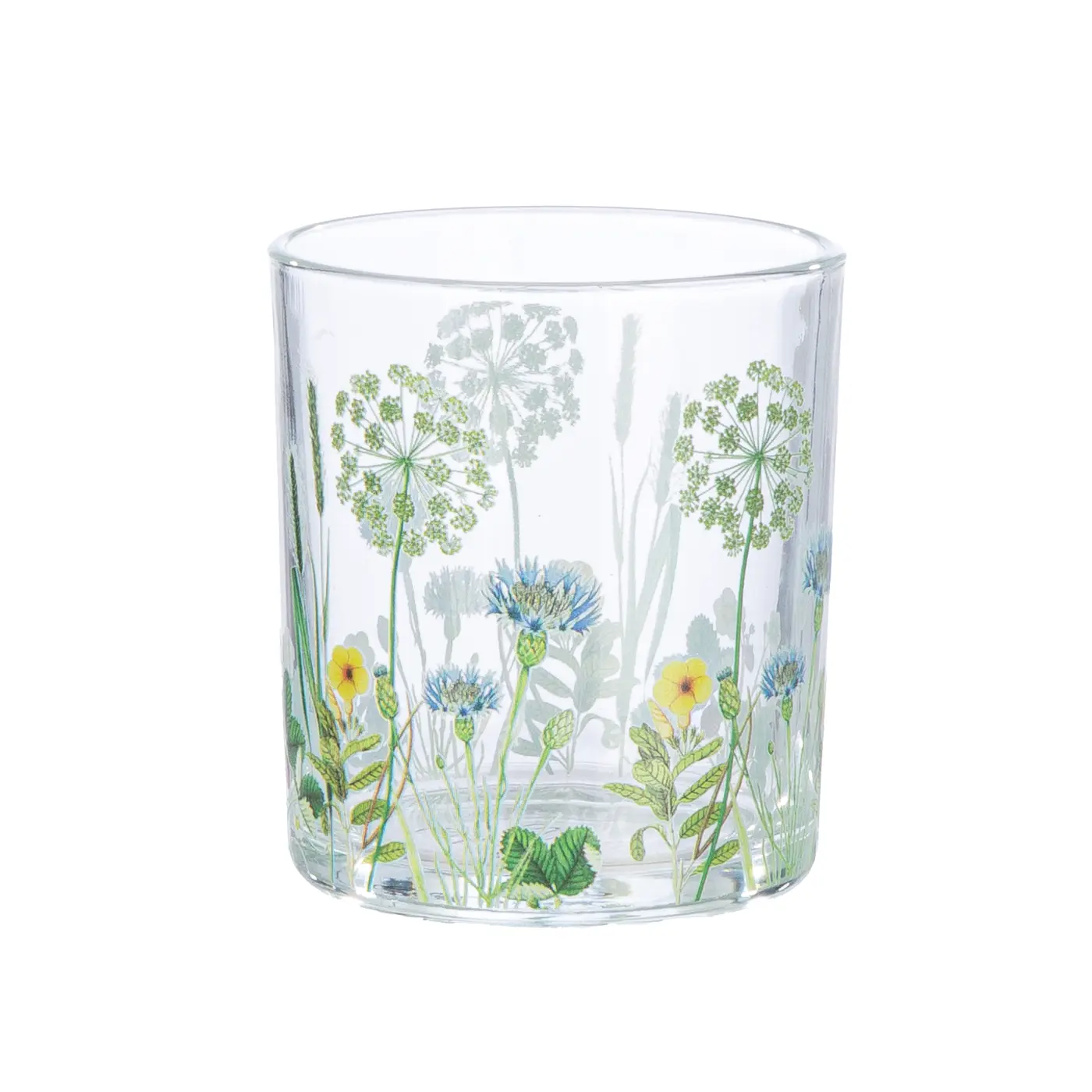Gilde Handwerk Windlicht Wild Flowers Glas klar 8 cm