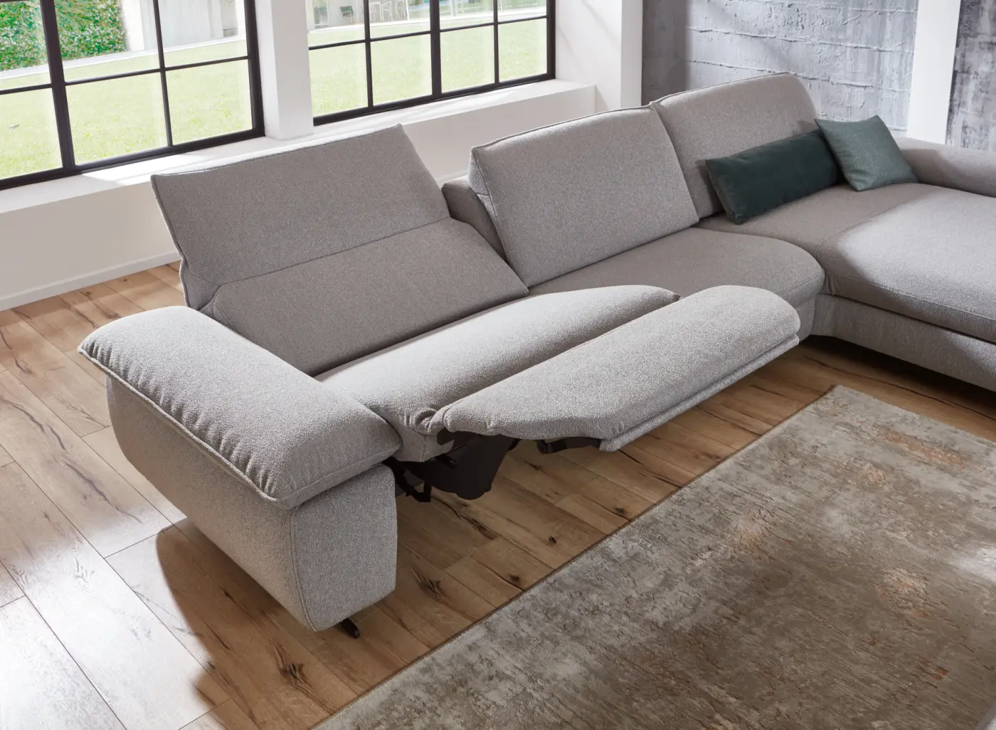 Himolla  Wohnlandschaft Serie Spektra 1488   Stoff  Q2 grau ca. 344 x 1820 cm