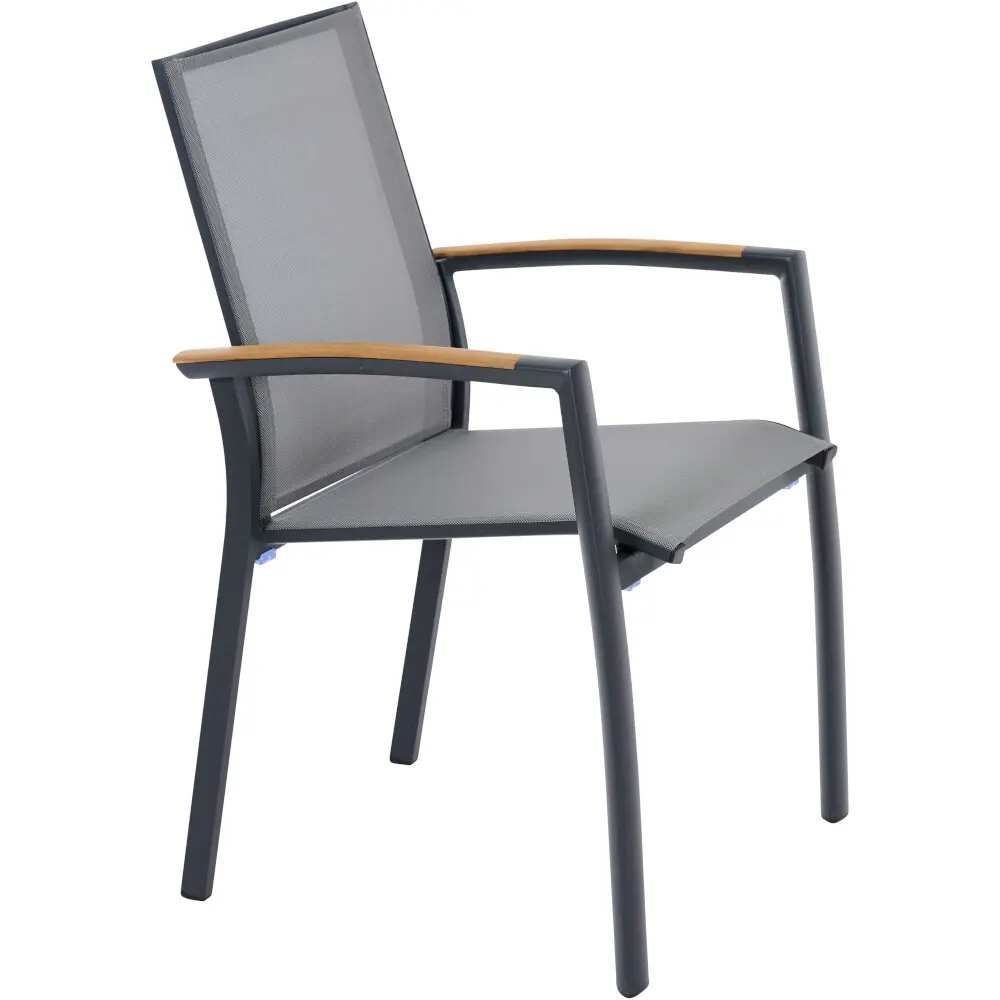 Siena Garden Dining Sessel Velia schwarz/grau mit Teakeinleger