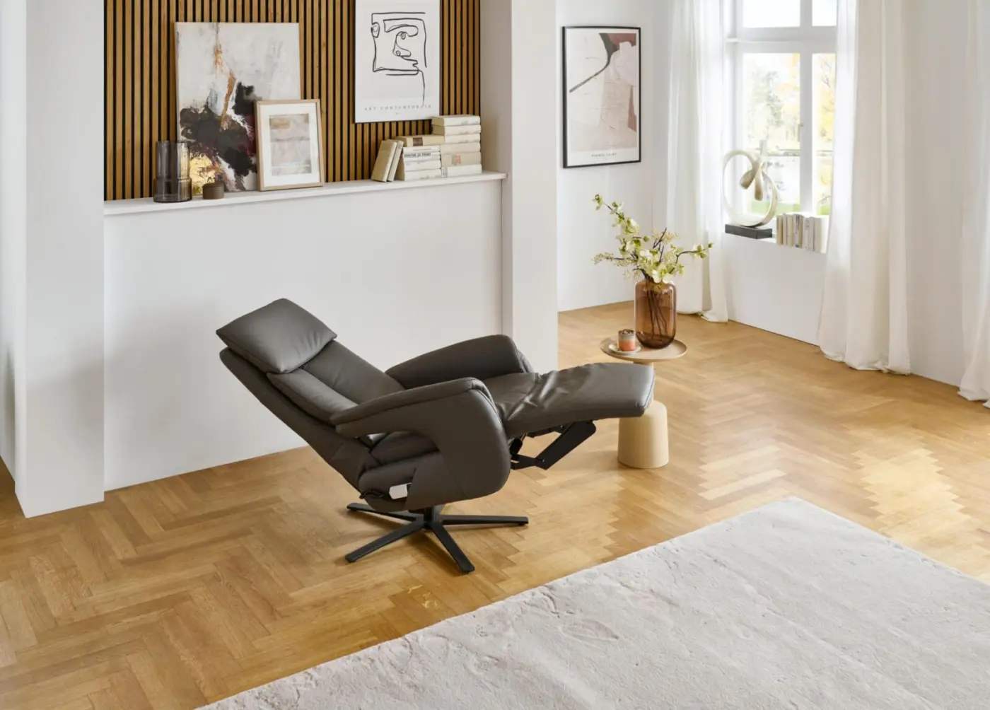 Polsteria  Drehsessel Lola Lazyline 3 motorisch Herz-Waage Evita anthrazit 