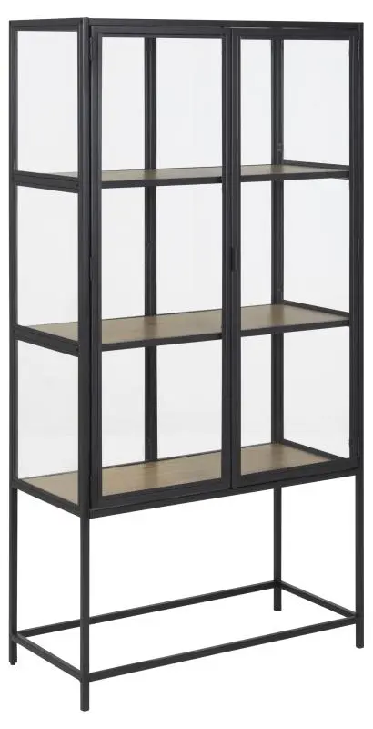 Actona Vitrine Seaford 77x150x35cm schwarz Wildeiche Nachbildung Actona Vitrine Seaford 77x150x35cm schwarz Wildeiche Nachbildung