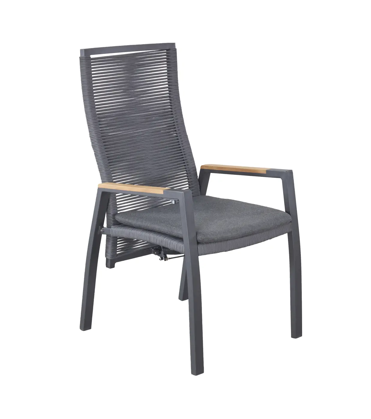 lnterliving Gartenstuhl Serie 7011 mit Teak Armlehne  hellgrau/anthrazit