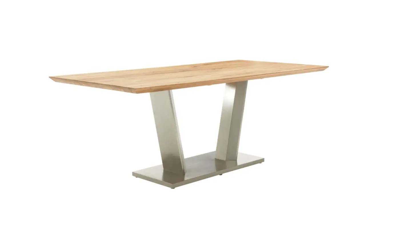 Interliving Esstisch Serie 5104 Wildeiche massiv/Edelstahl ca. 200x 100 cm