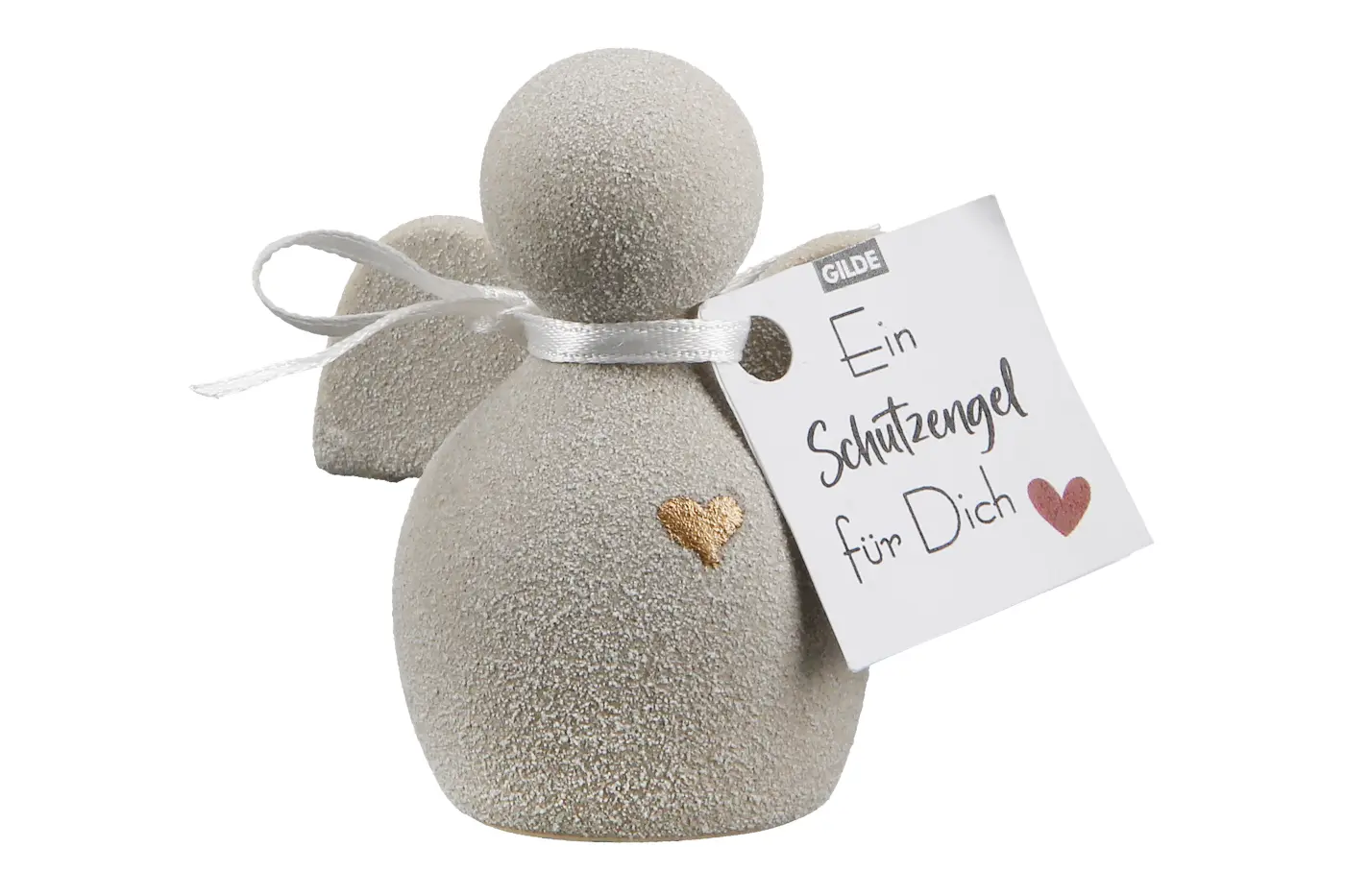 Gilde Figur Engel "Heart"  Keramik grau  