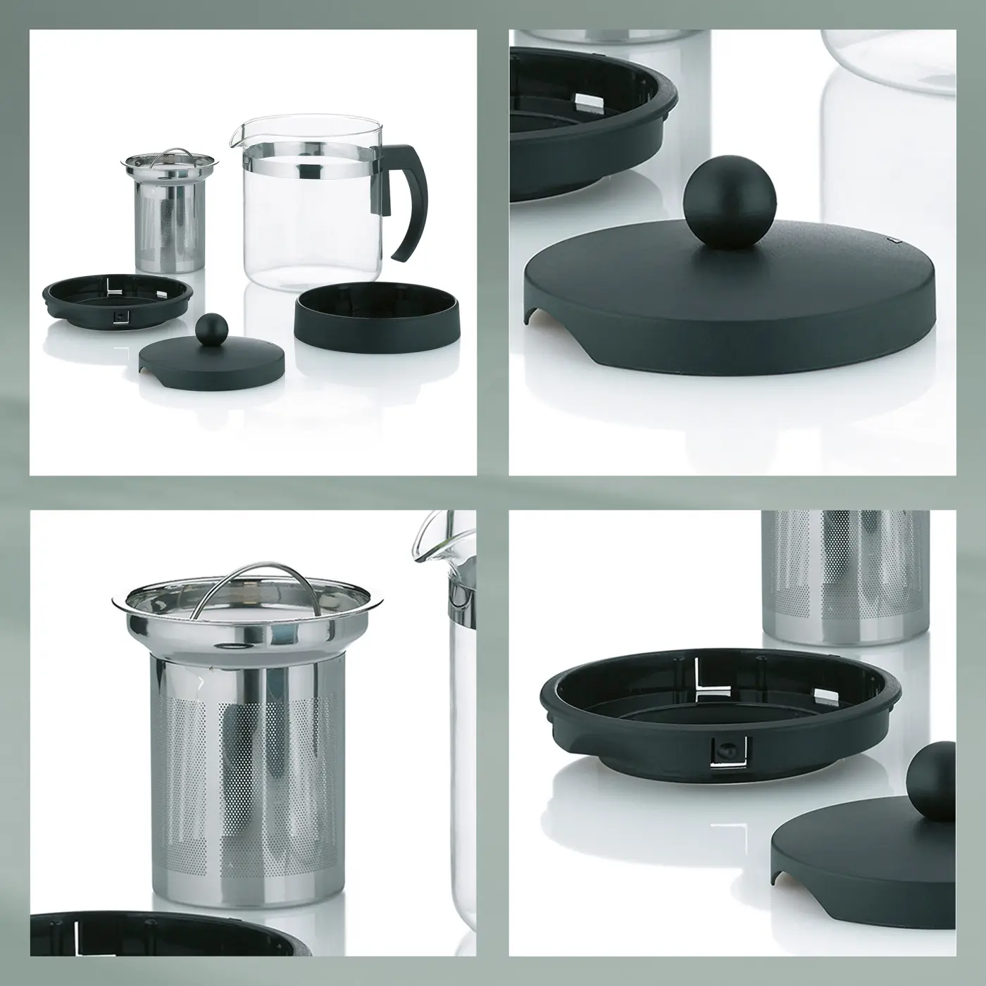 Kela Teekanne Auron schwarz/transparent 1 l
