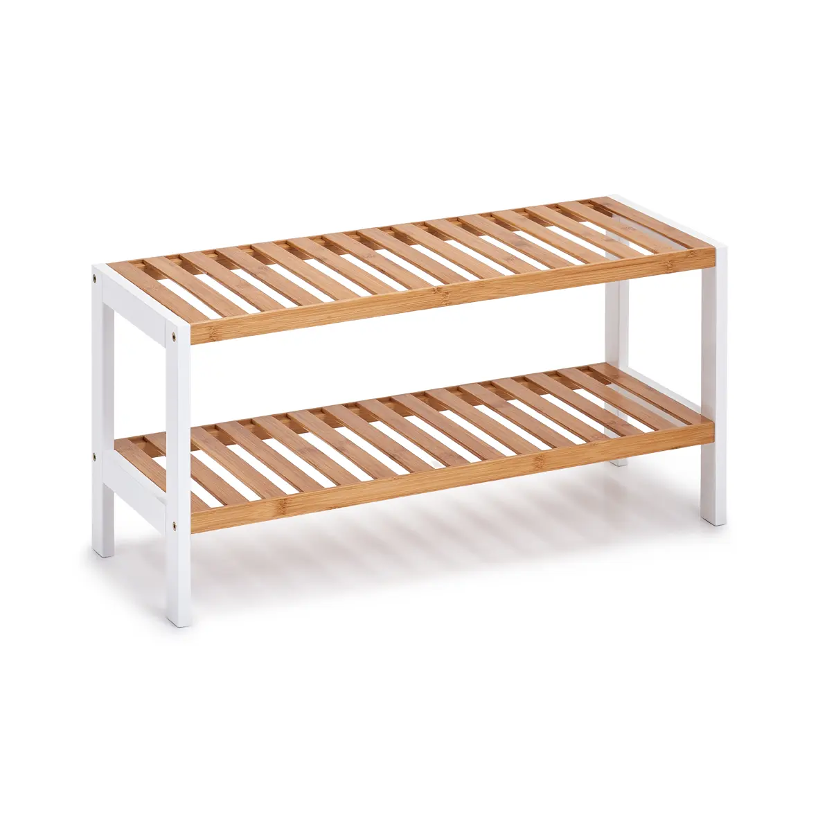 Zeller Schuhregal m. 2 Ablagen Bamboo/MDF weiß
