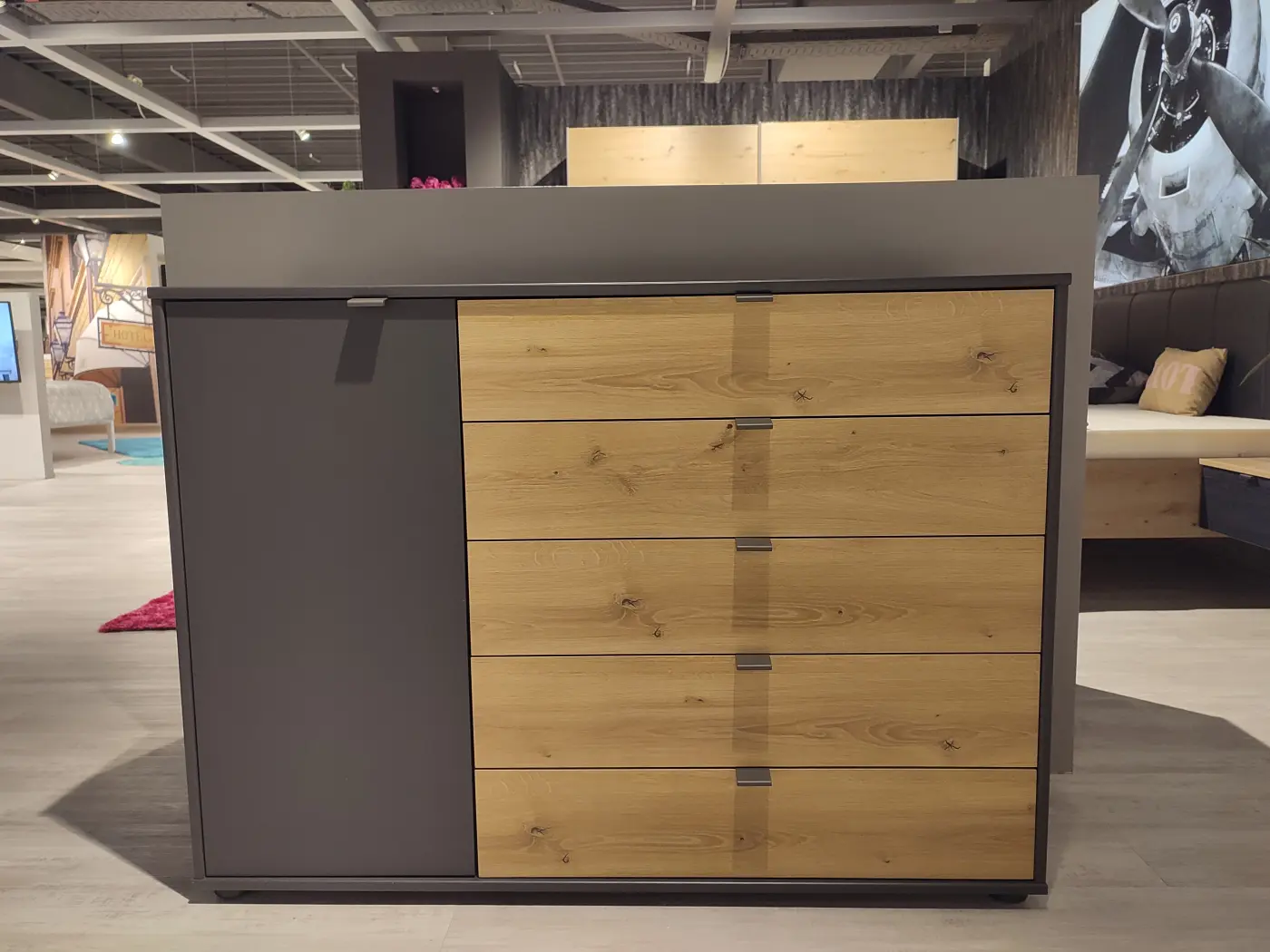 Wiemann  Kombikommode  Alabama Graphit/Eiche Bianco Dekor ca. 120 x 86 x 43cm