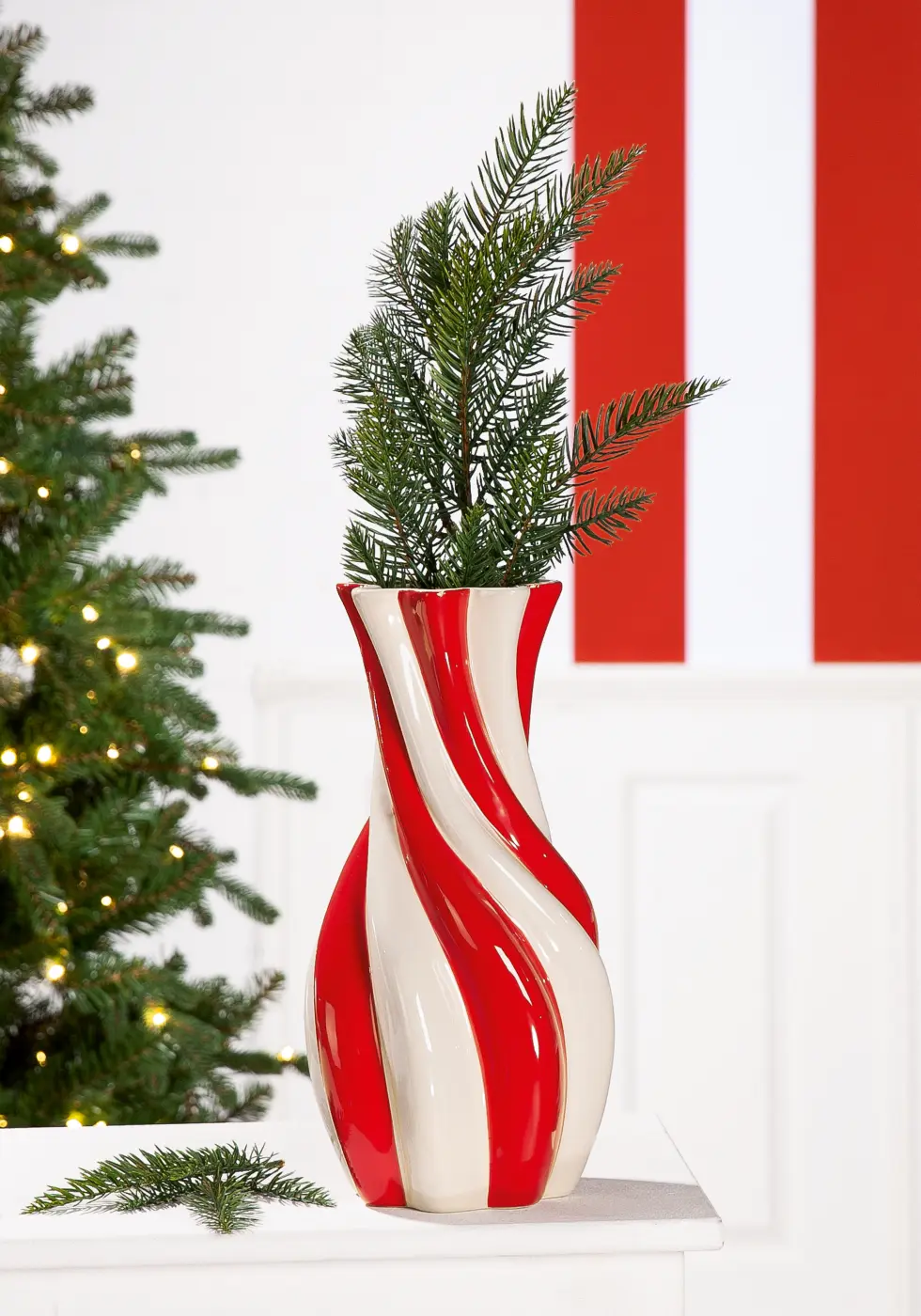Gilde Vase Candy creme, rot H 31.5 x Ø 16 cm