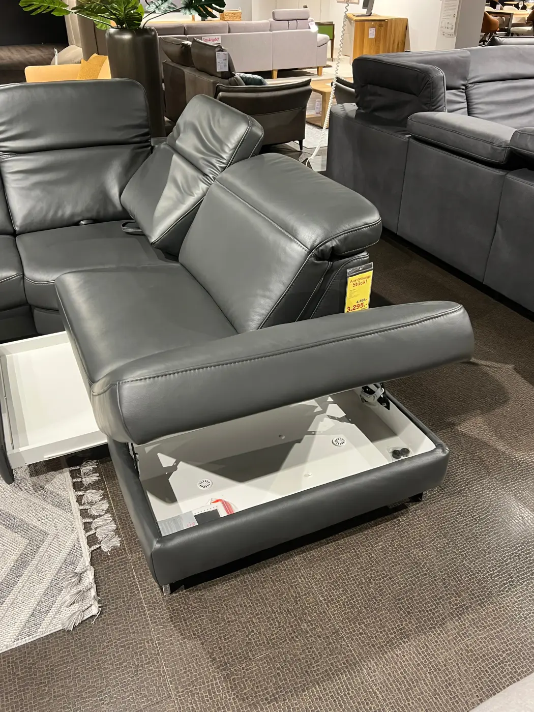 Hukla Wohnlandschaft mit Funktionen anthrazit ca. 291 x 261 cm